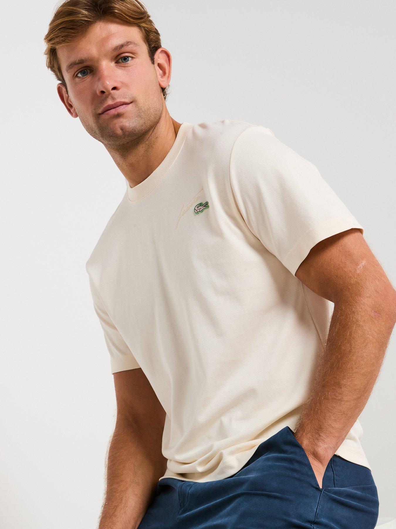 Image 6 of 6 of Lacoste Embroidered Heavyweight Jersey T-shirt- White