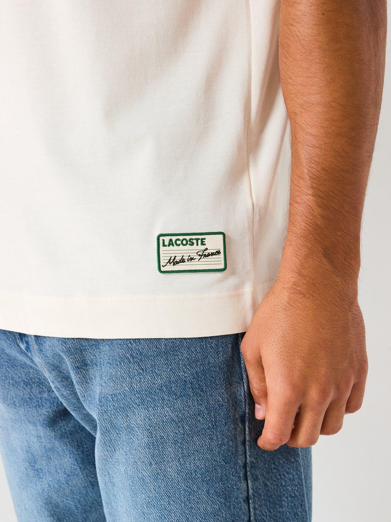 Image 4 of 4 of Lacoste French Made Premium Regular Fit Rubberised Logo T-shirt - White