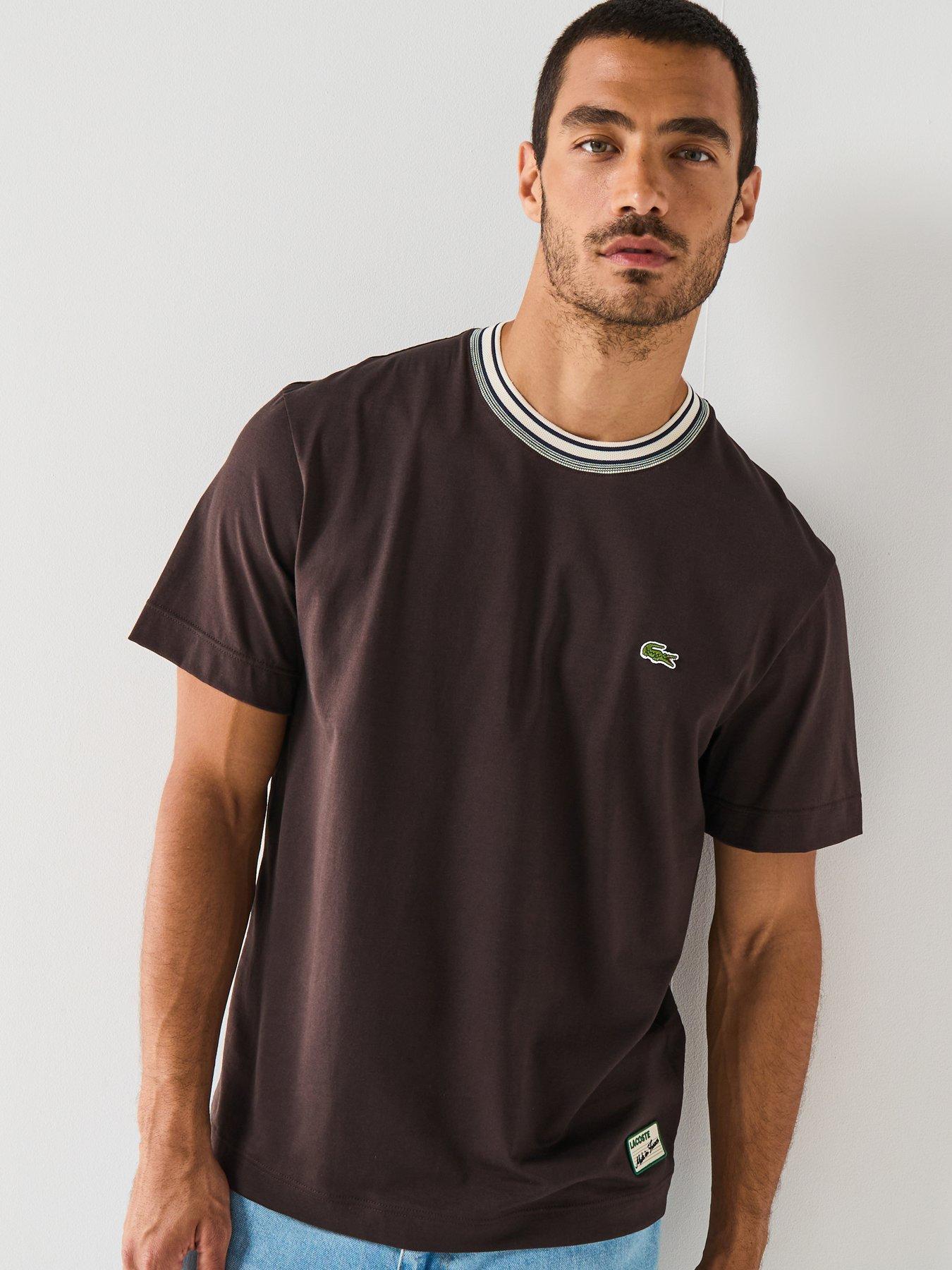 Lacoste French Made Premium Regular Fit Rubberised Logo T-shirt - Brown