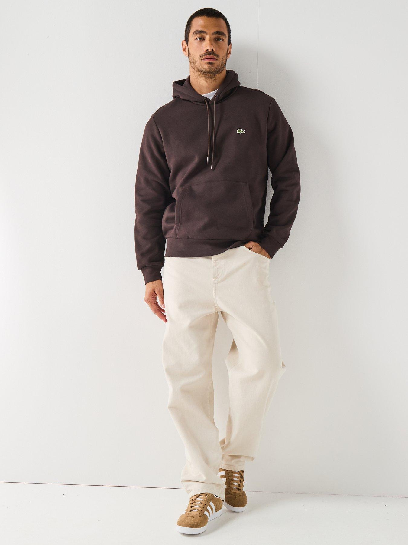Image 3 of 5 of Lacoste Brushed Fleece Hoodie&nbsp;- Brown
