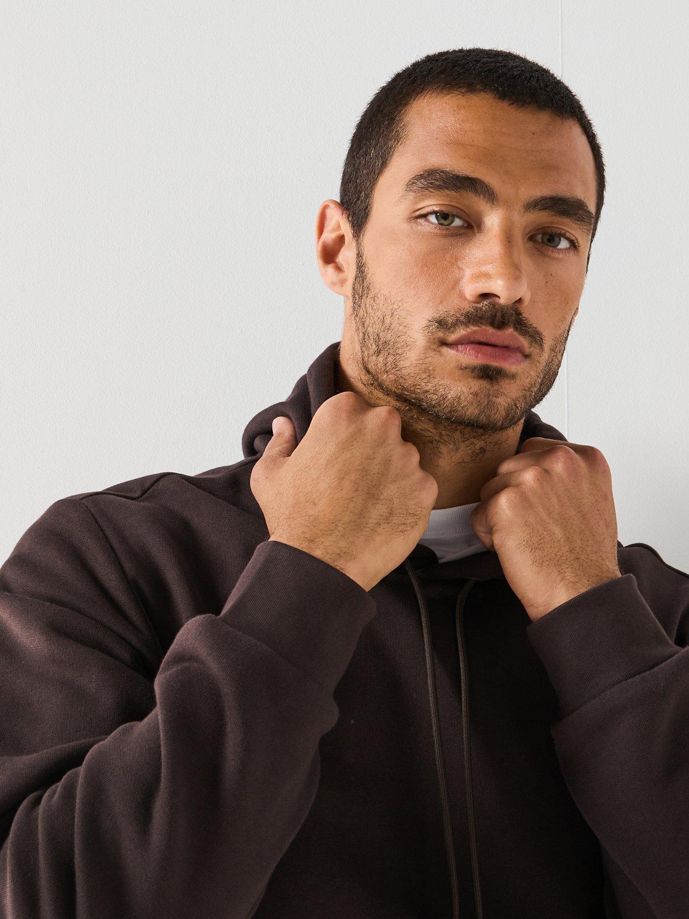 Image 4 of 5 of Lacoste Brushed Fleece Hoodie&nbsp;- Brown