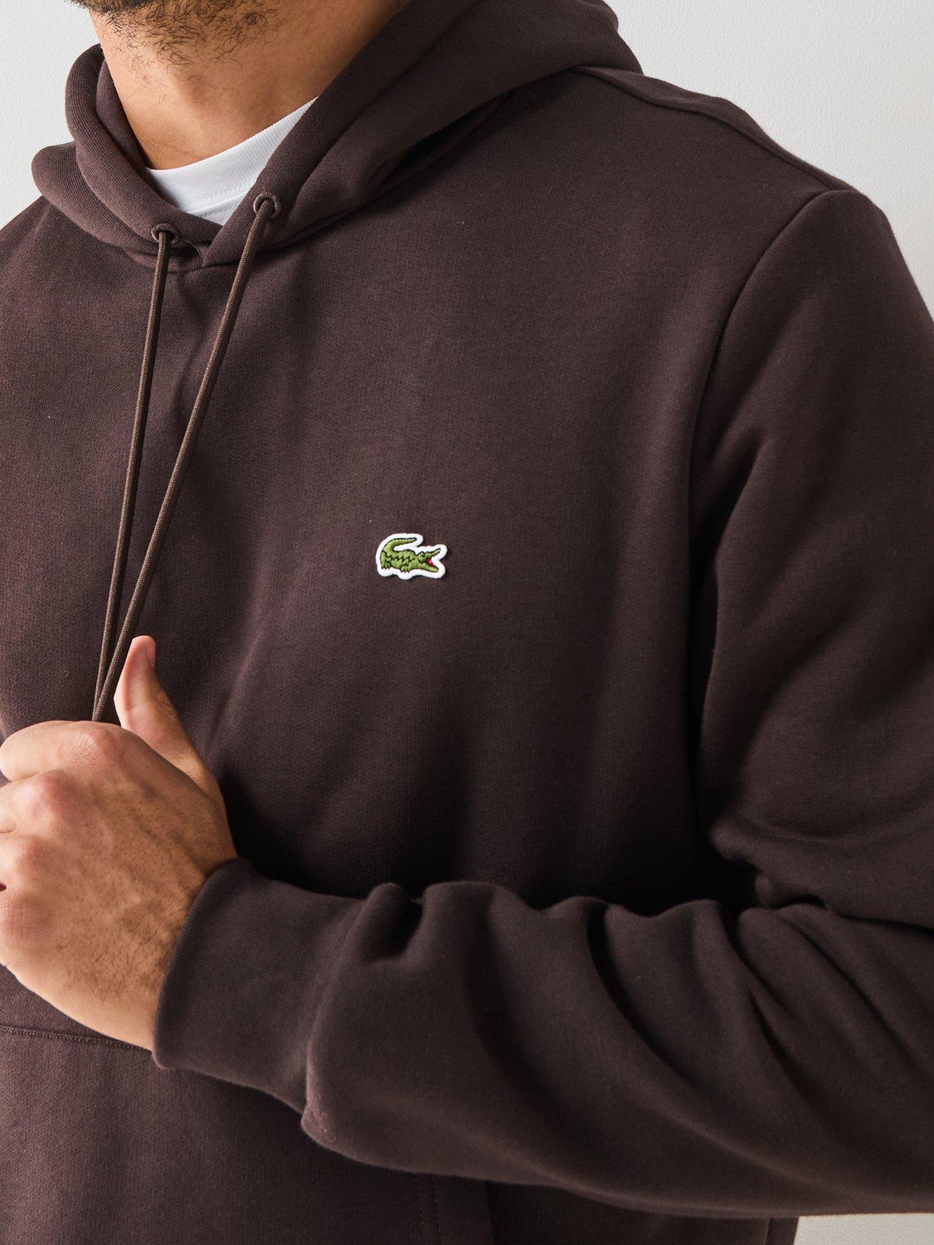 Image 5 of 5 of Lacoste Brushed Fleece Hoodie&nbsp;- Brown