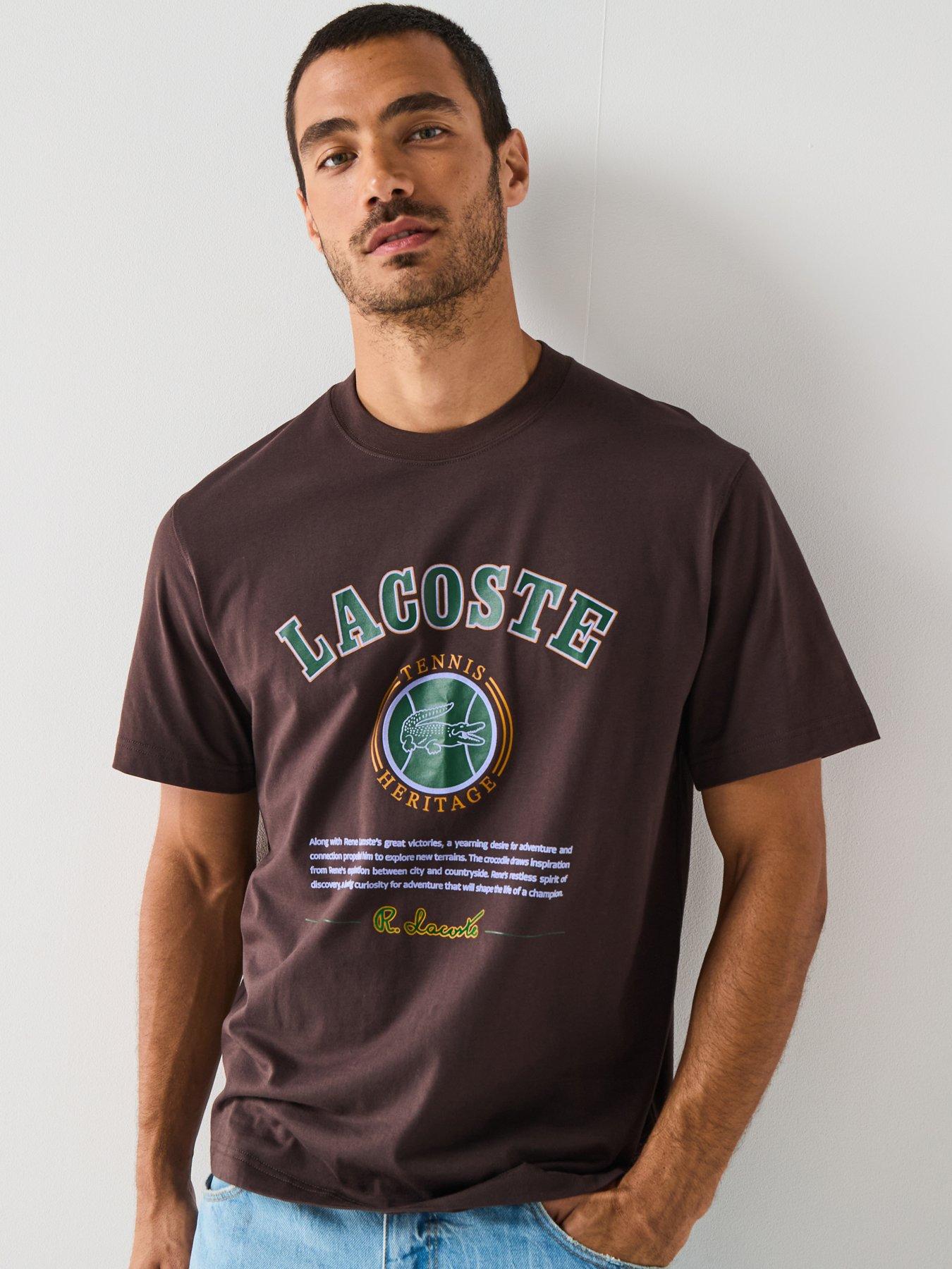 Lacoste Regular Fit Printed Jersey T-shirt - Brown