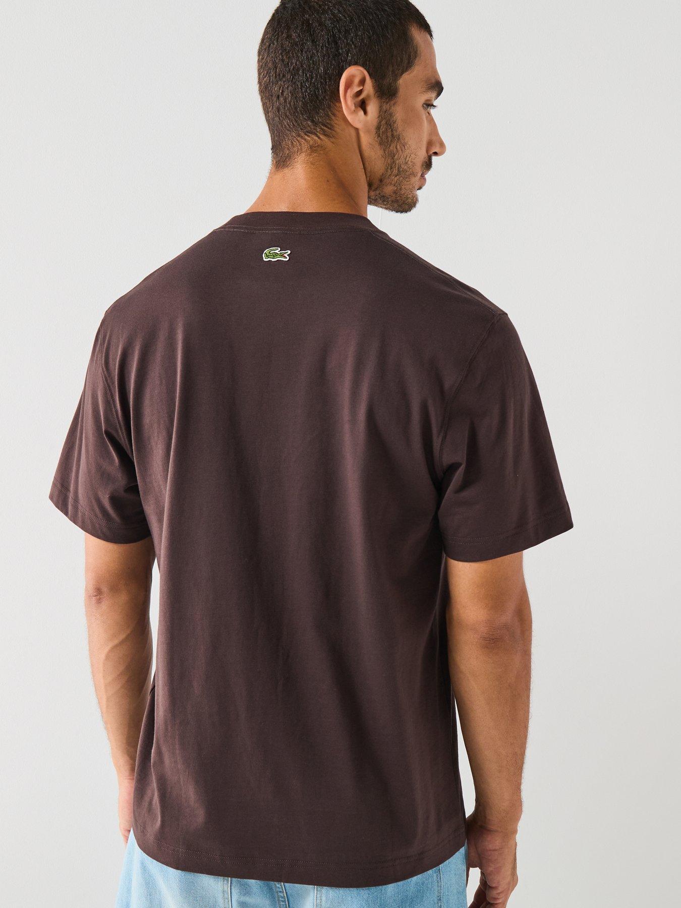 Image 2 of 5 of Lacoste Regular Fit Printed Jersey T-shirt&nbsp;- Brown