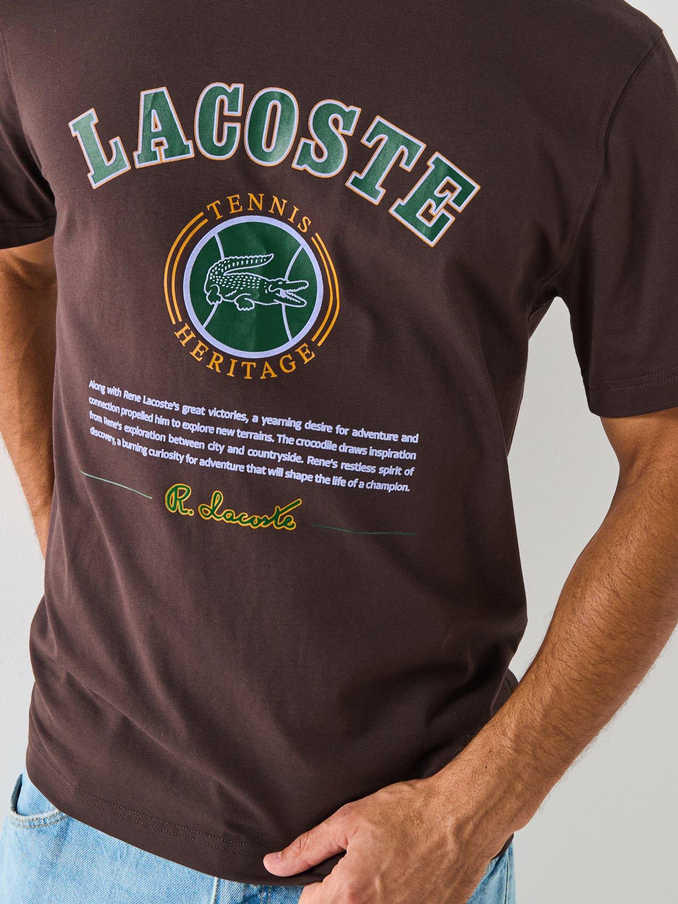  image of lacoste-regular-fit-printed-jersey-t-shirtnbsp--brown
