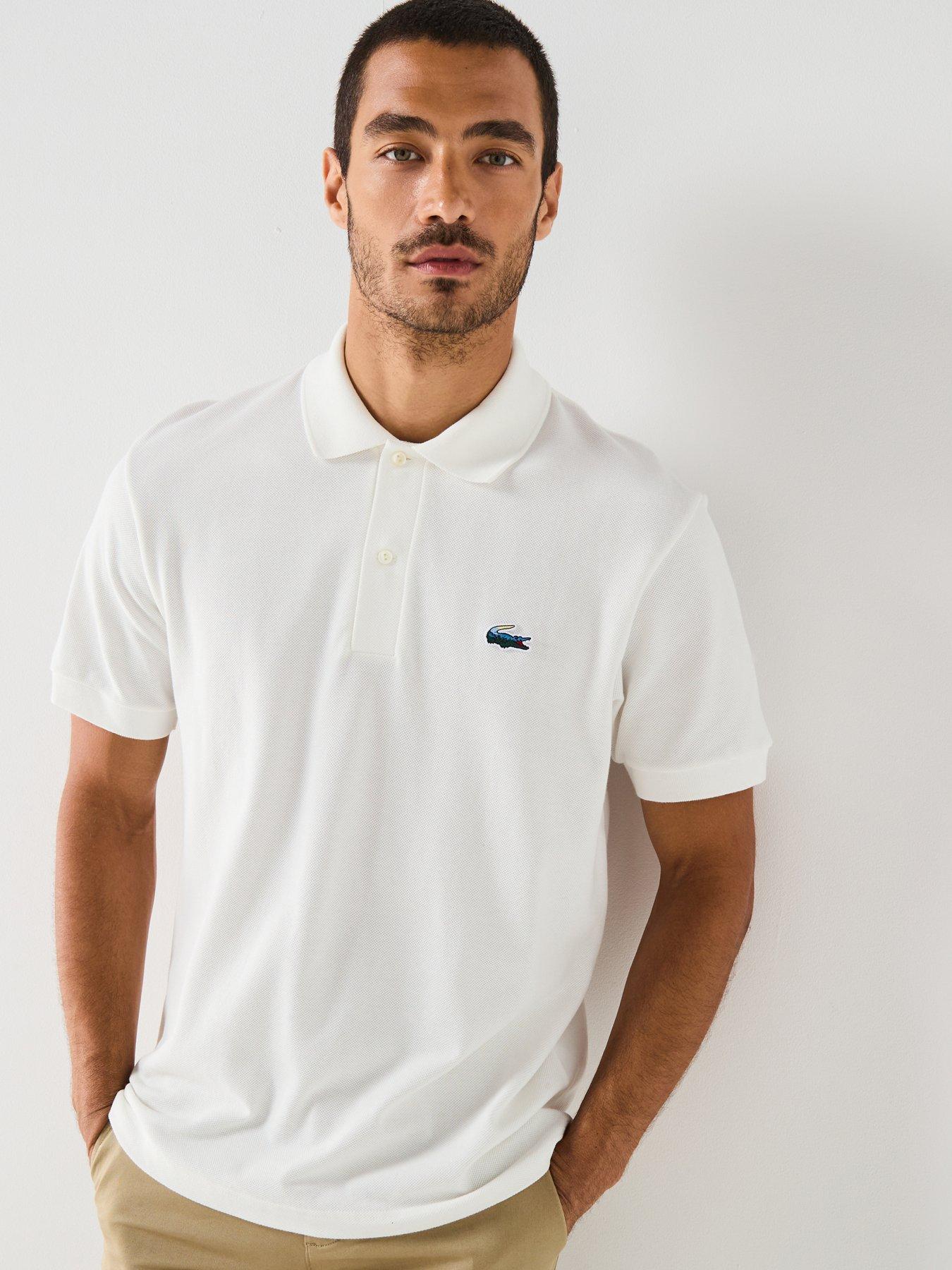 Lacoste Landscape Crocodile Short Sleeve Polo Shirt- White