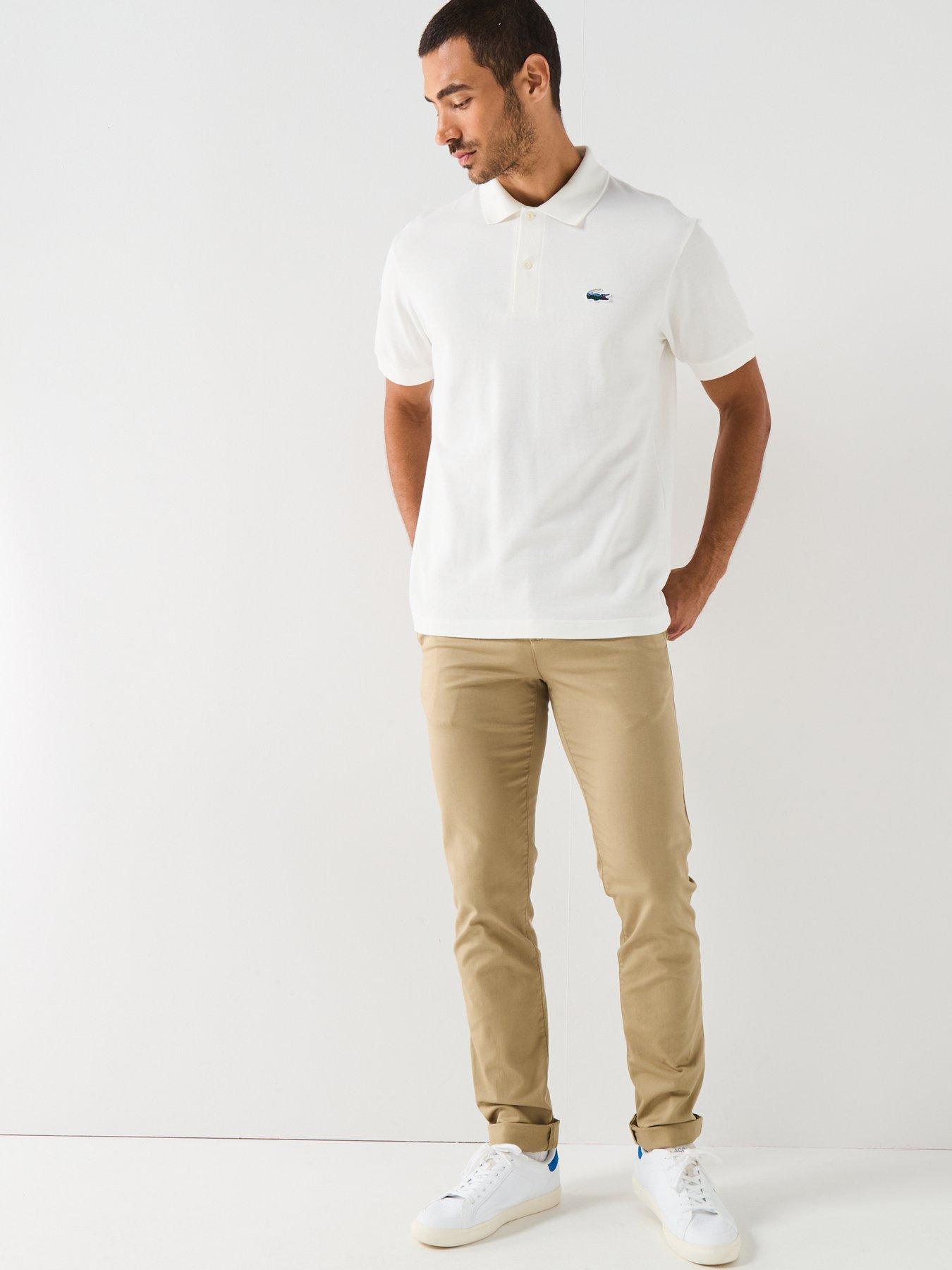 Image 3 of 4 of Lacoste Landscape Crocodile Short Sleeve Polo Shirt- White