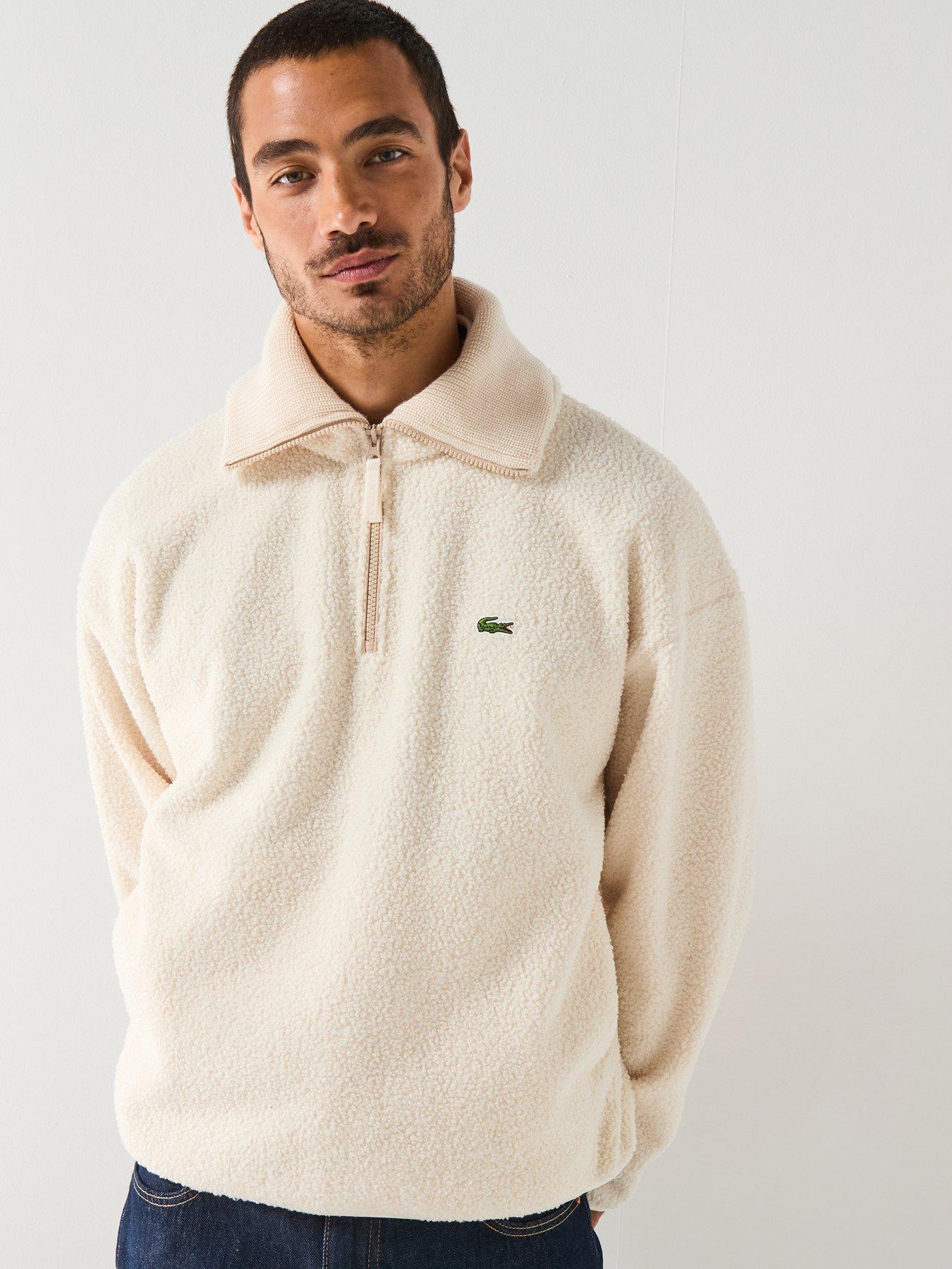 undefined 1/4 Zip High Neck Fleece Sweatshirt - Cream