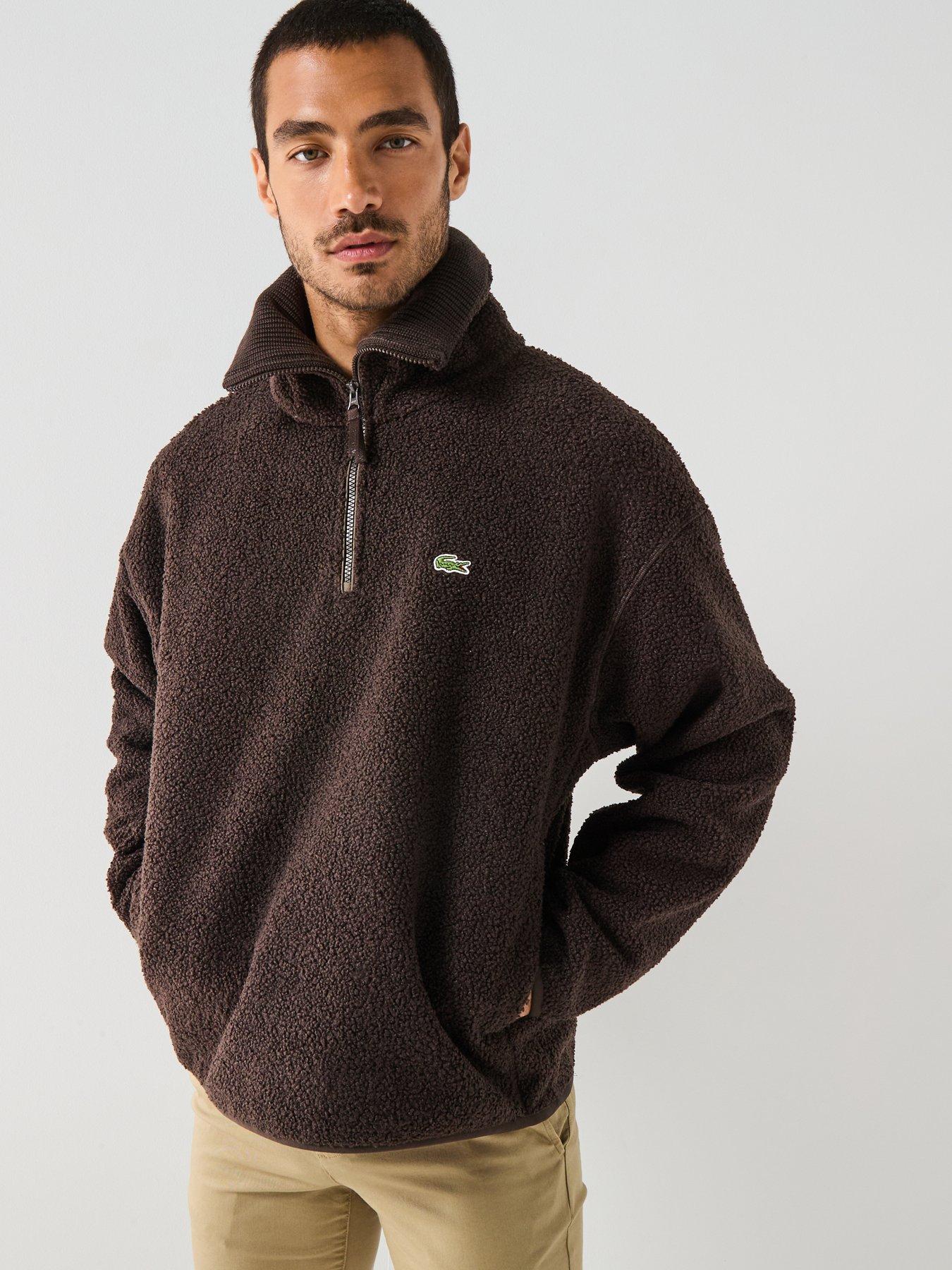 undefined 1/4 Zip High Neck Fleece Sweatshirt - Brown
