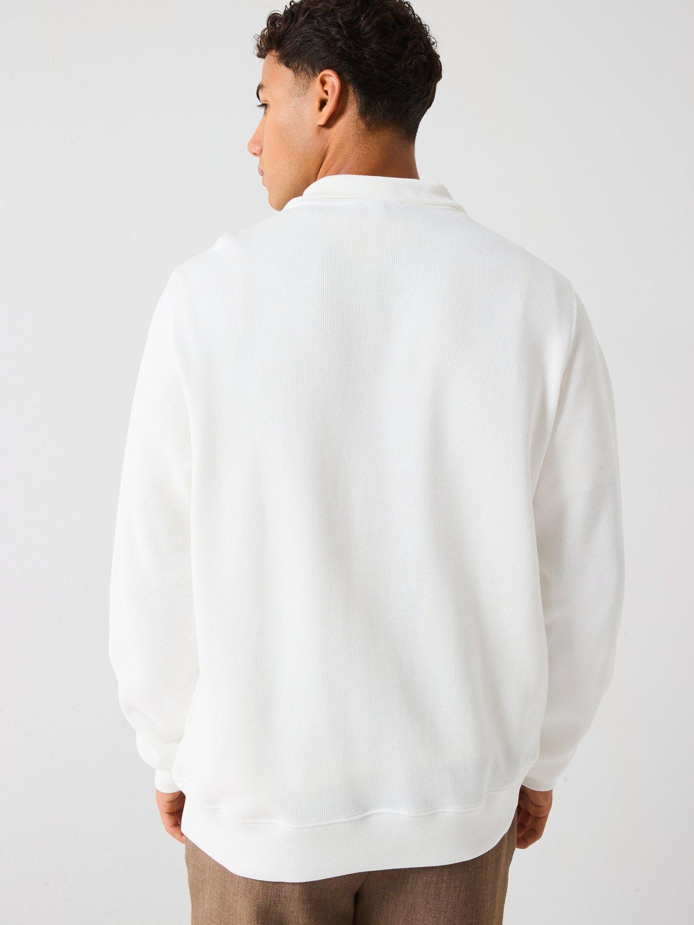 Image 2 of 4 of Lacoste 1/4 Zip Regular Fit High Neck Sweatshirt - Cream