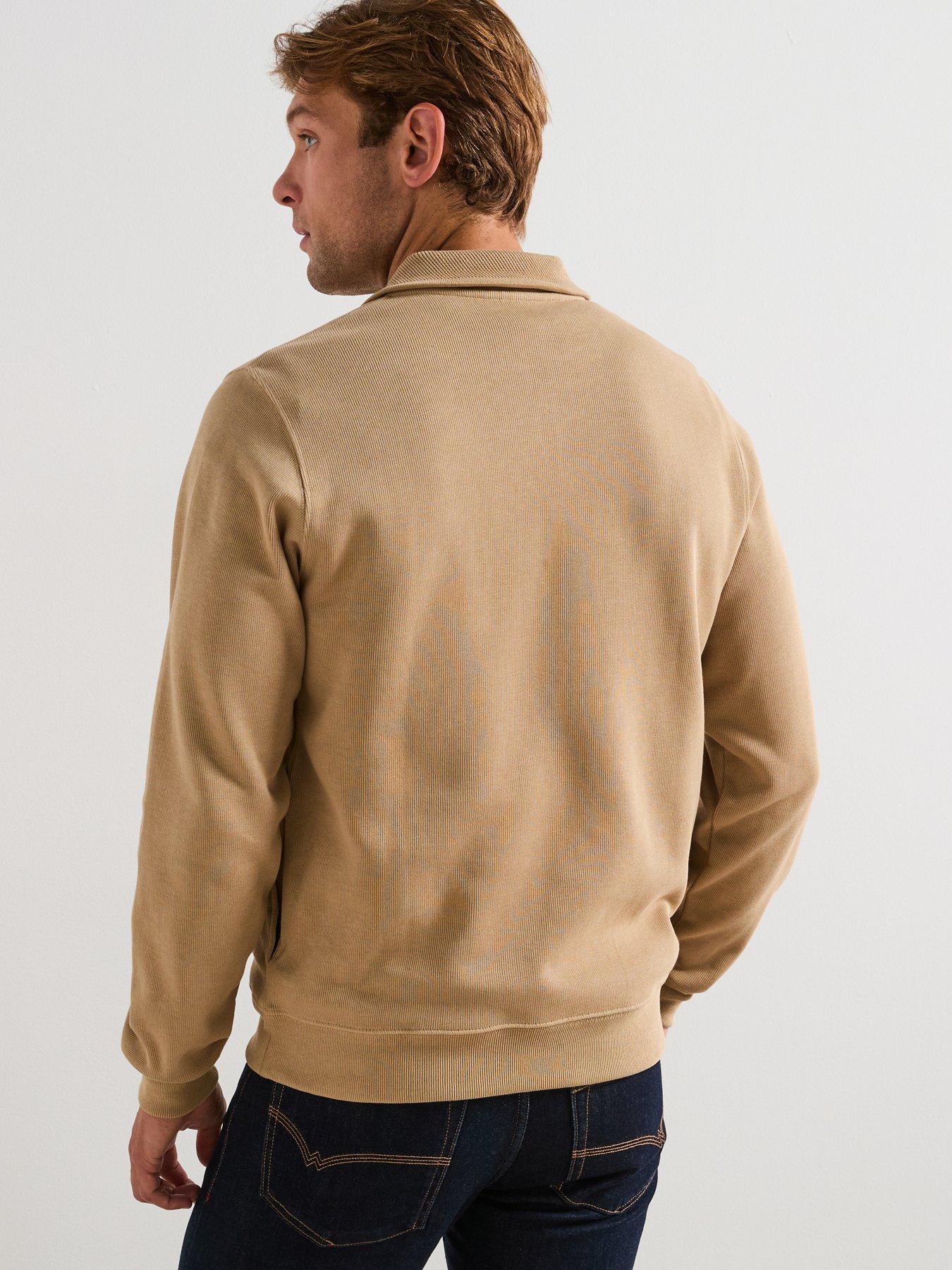  image of lacoste-14-zip-regular-fit-high-neck-sweatshirtnbsp--beige