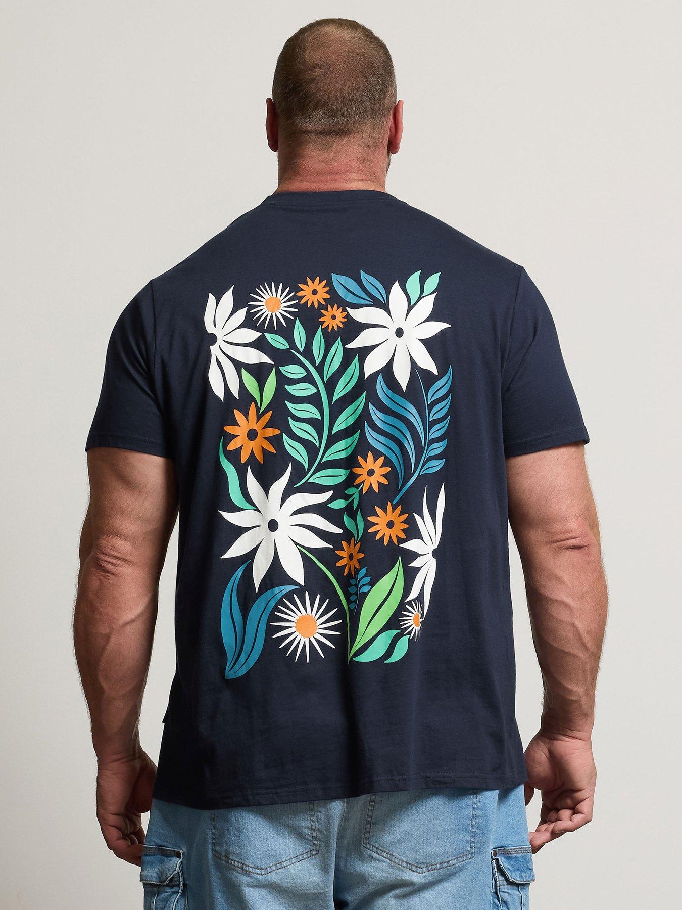 BadRhino Flower Print Front  &  Back T-shirt