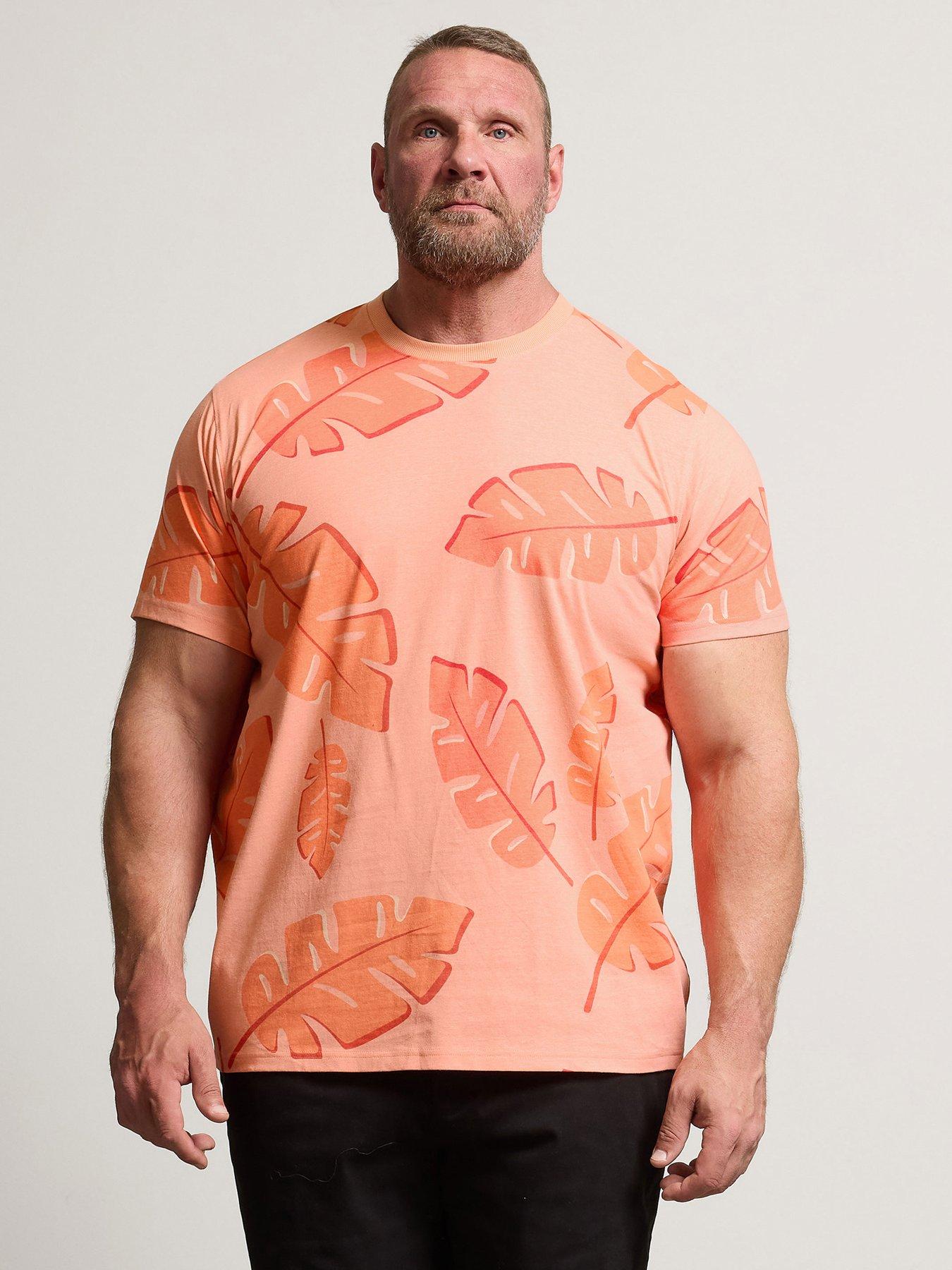 badrhino-leaf-print-t-shirt-salmon
