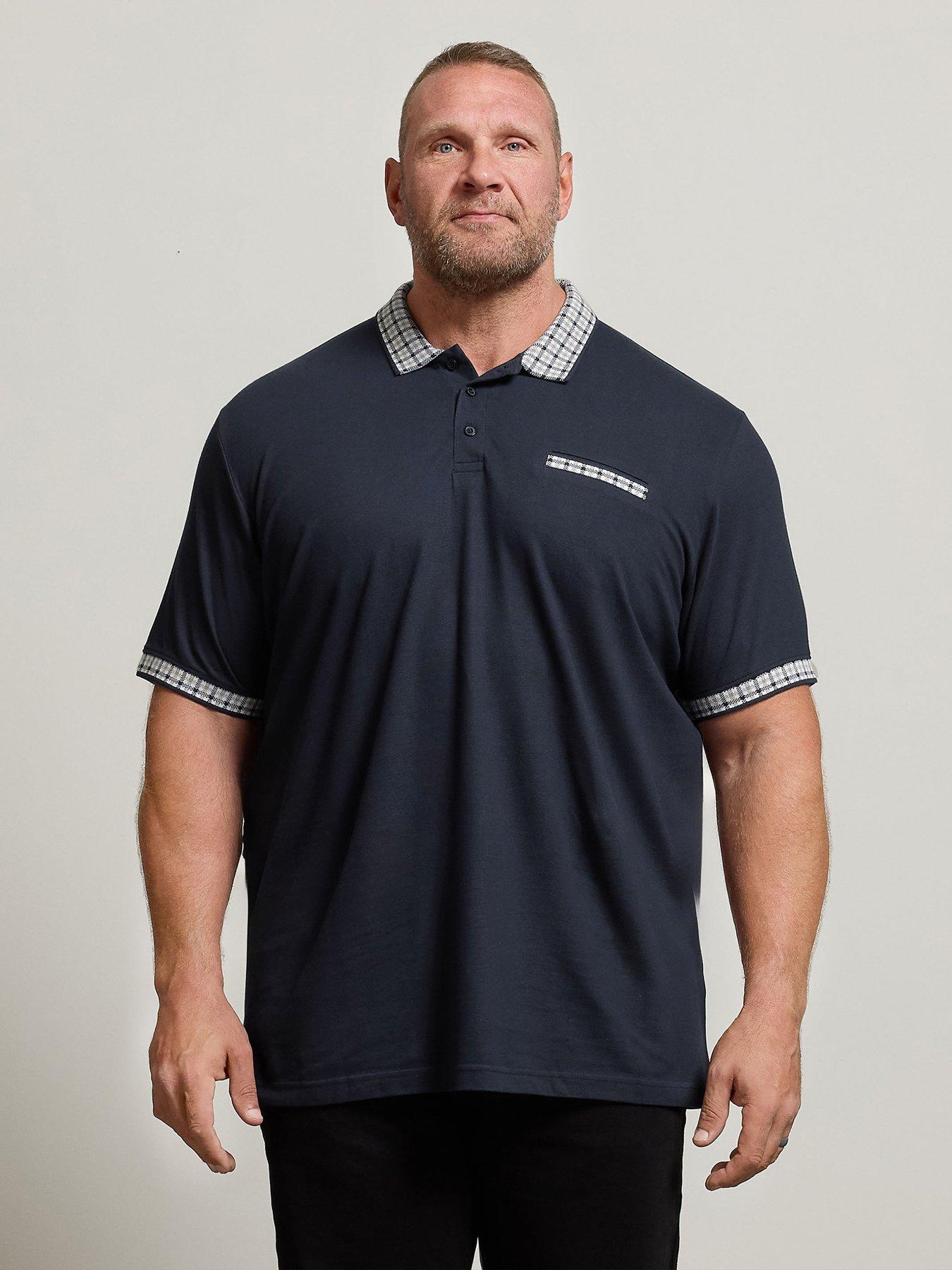 BadRhino Jacquard Checked Collar Polo Shirt - Blue