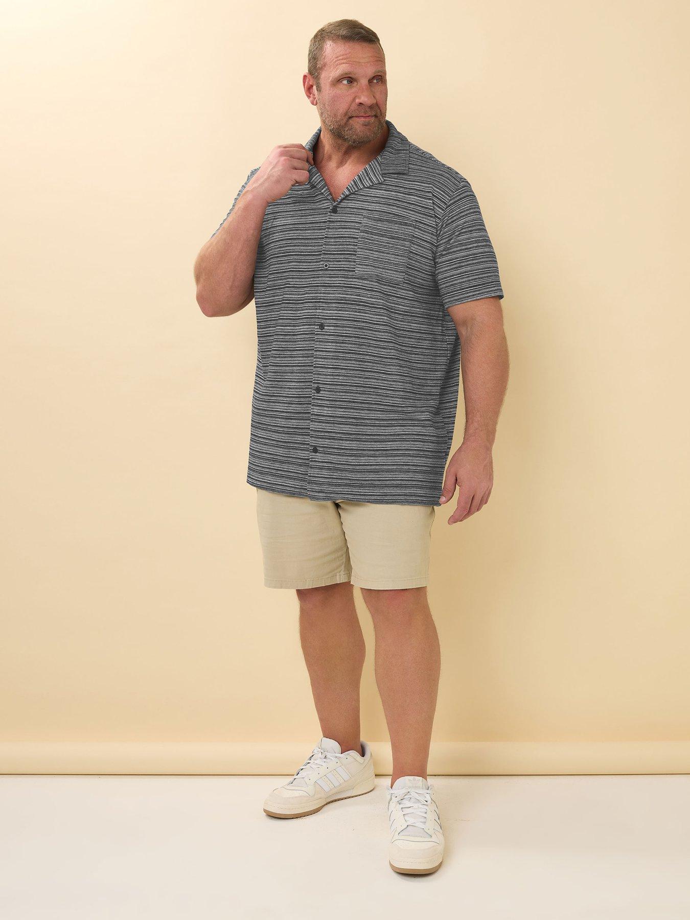  image of badrhino-jacquard-stripe-short-sleeve-shirt-black