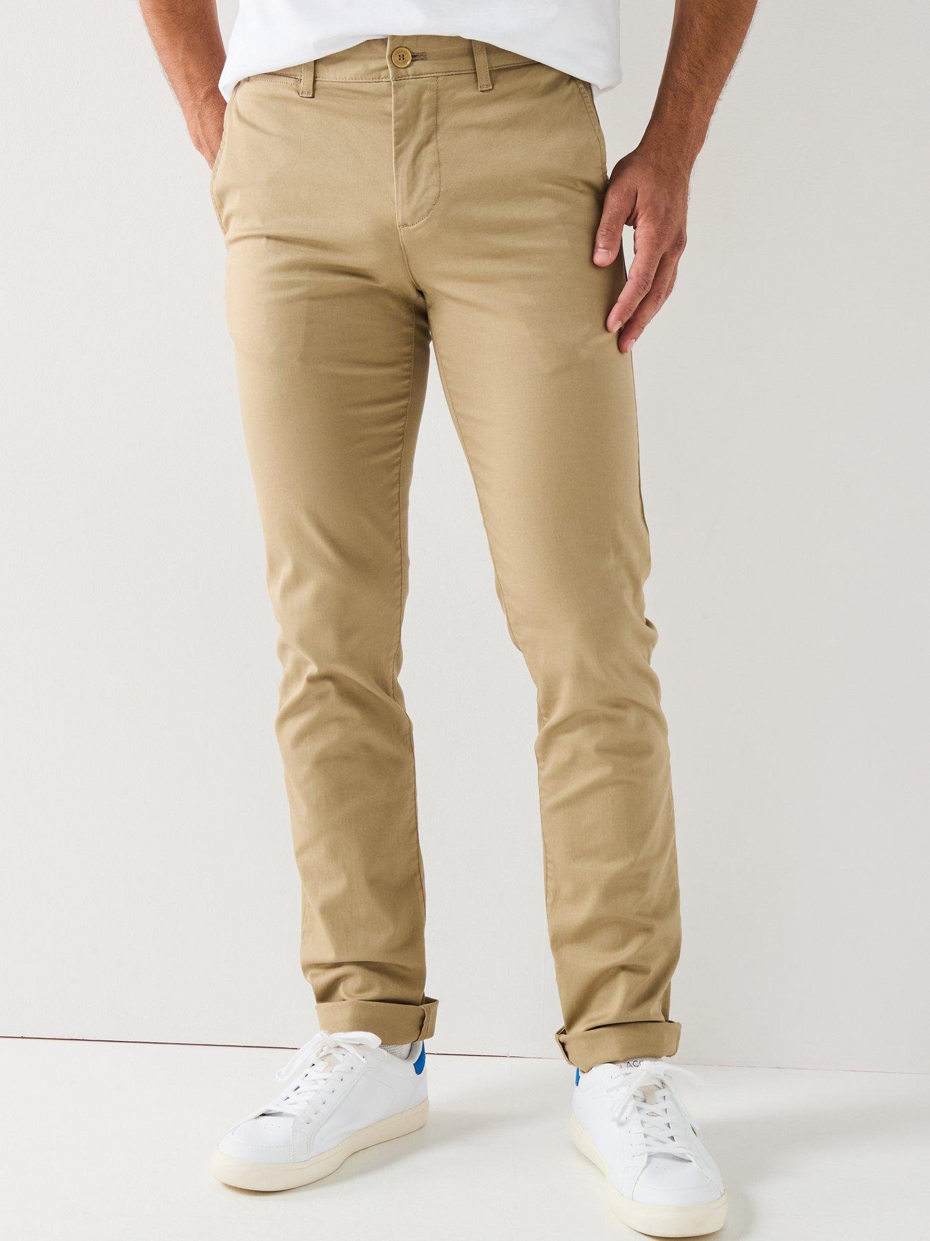 undefined Slim Fit Stretch Cotton Chino Trousers - Beige