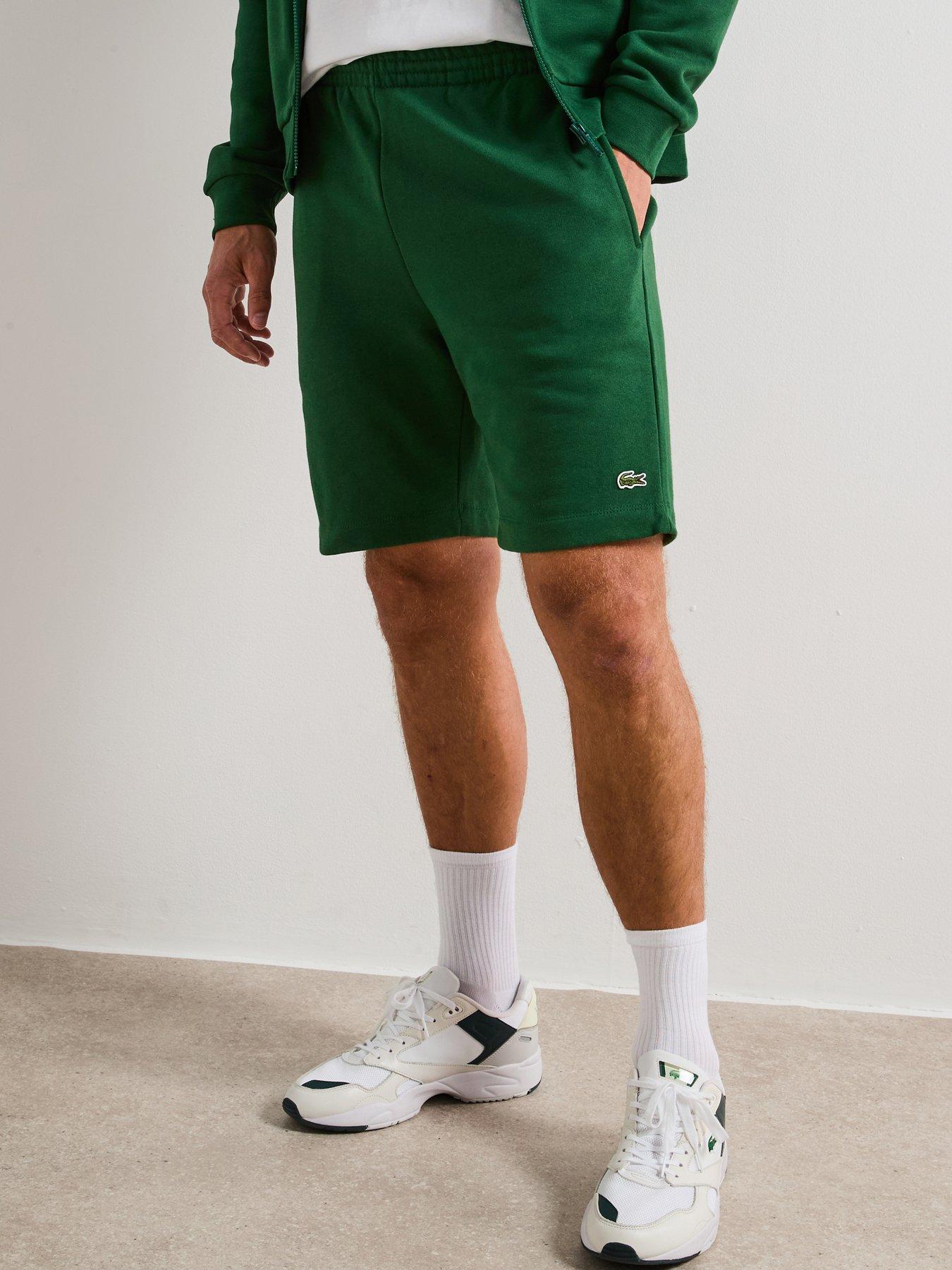 Image 1 of 6 of Lacoste Brushed Fleece Shorts- Green