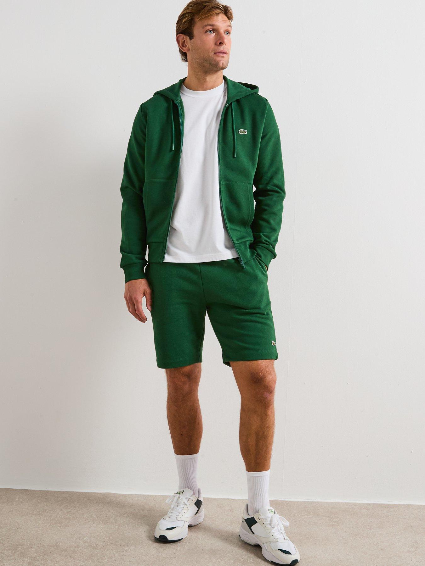 Image 3 of 6 of Lacoste Brushed Fleece Shorts- Green