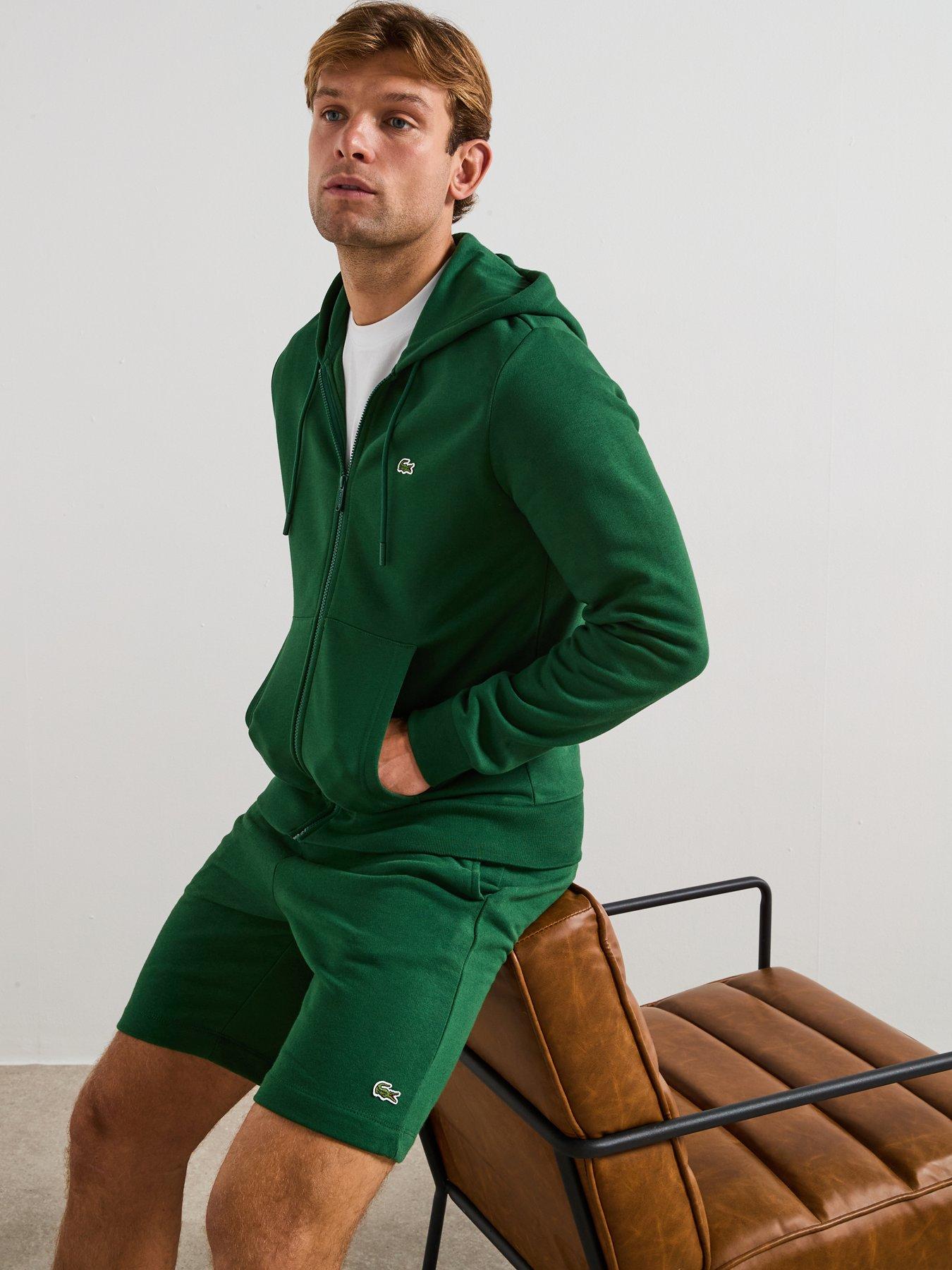 Image 4 of 6 of Lacoste Brushed Fleece Shorts- Green