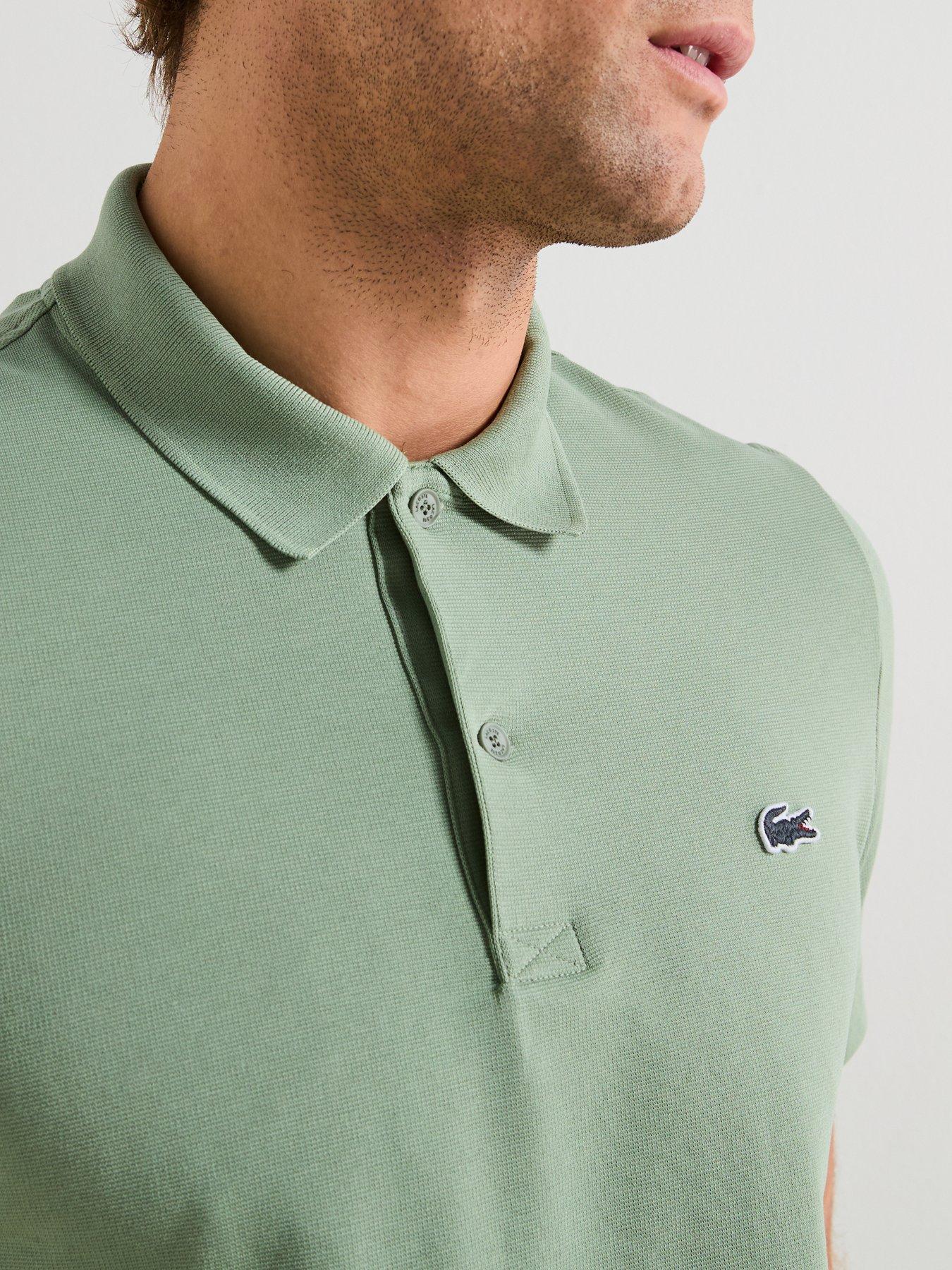 Image 6 of 6 of Lacoste Regular Fit Ottoman Short Sleeve Polo Shirt&nbsp;- Green