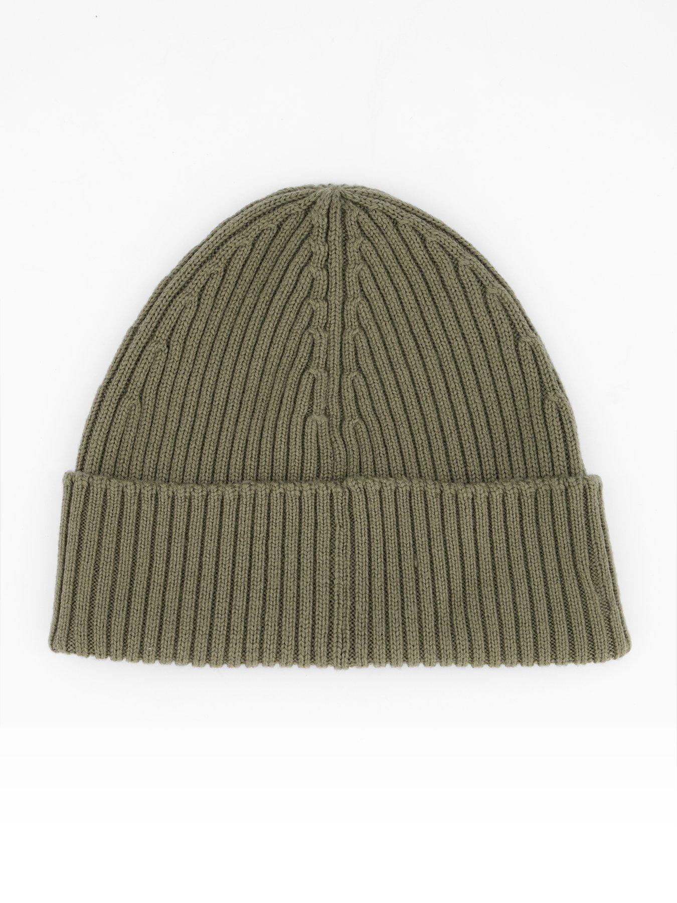  image of lacoste-ribbed-knitted-beanie--khaki