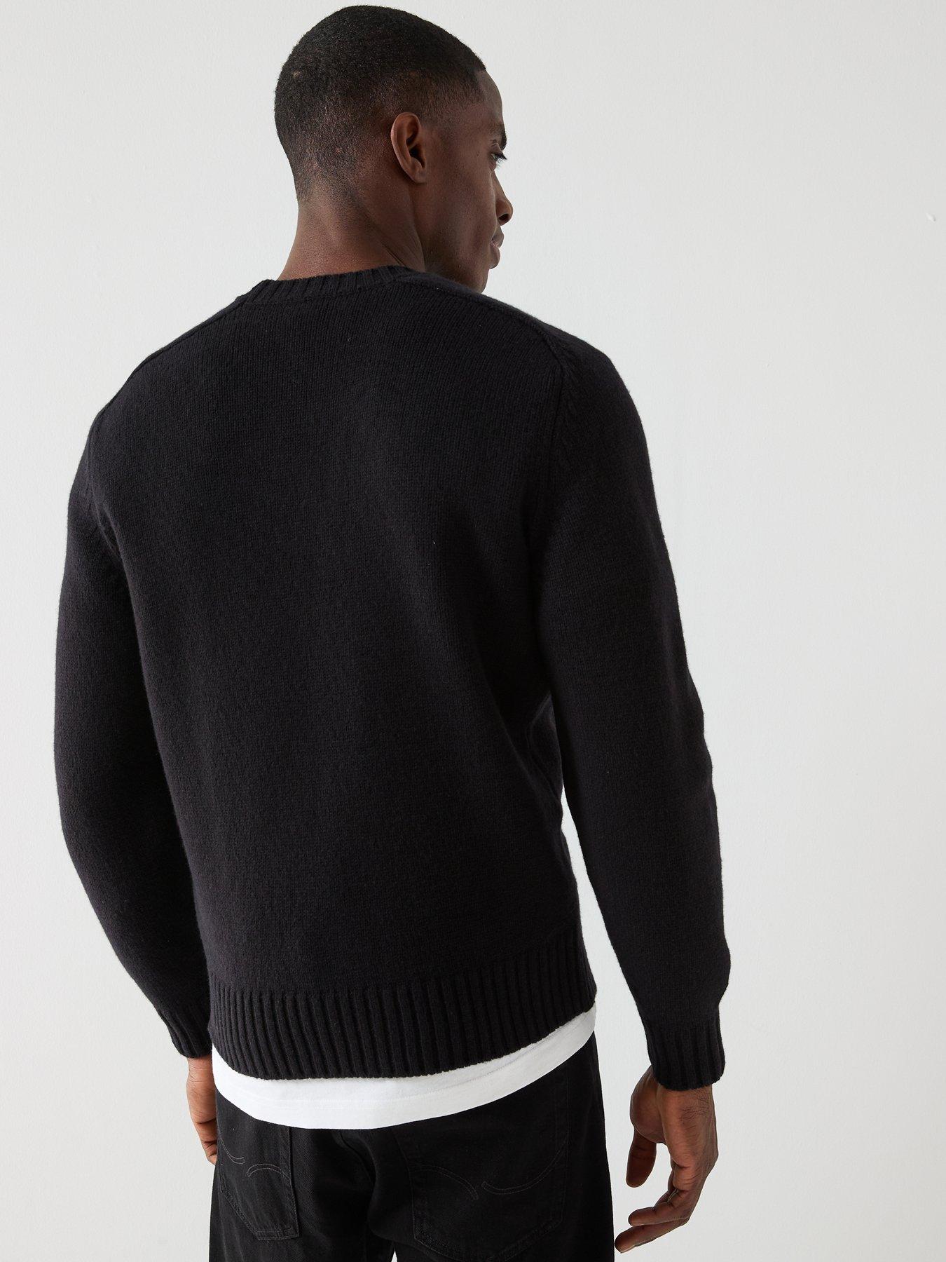 stillFront image of lacoste-crew-neck-textured-logo-knitted-jumper--black