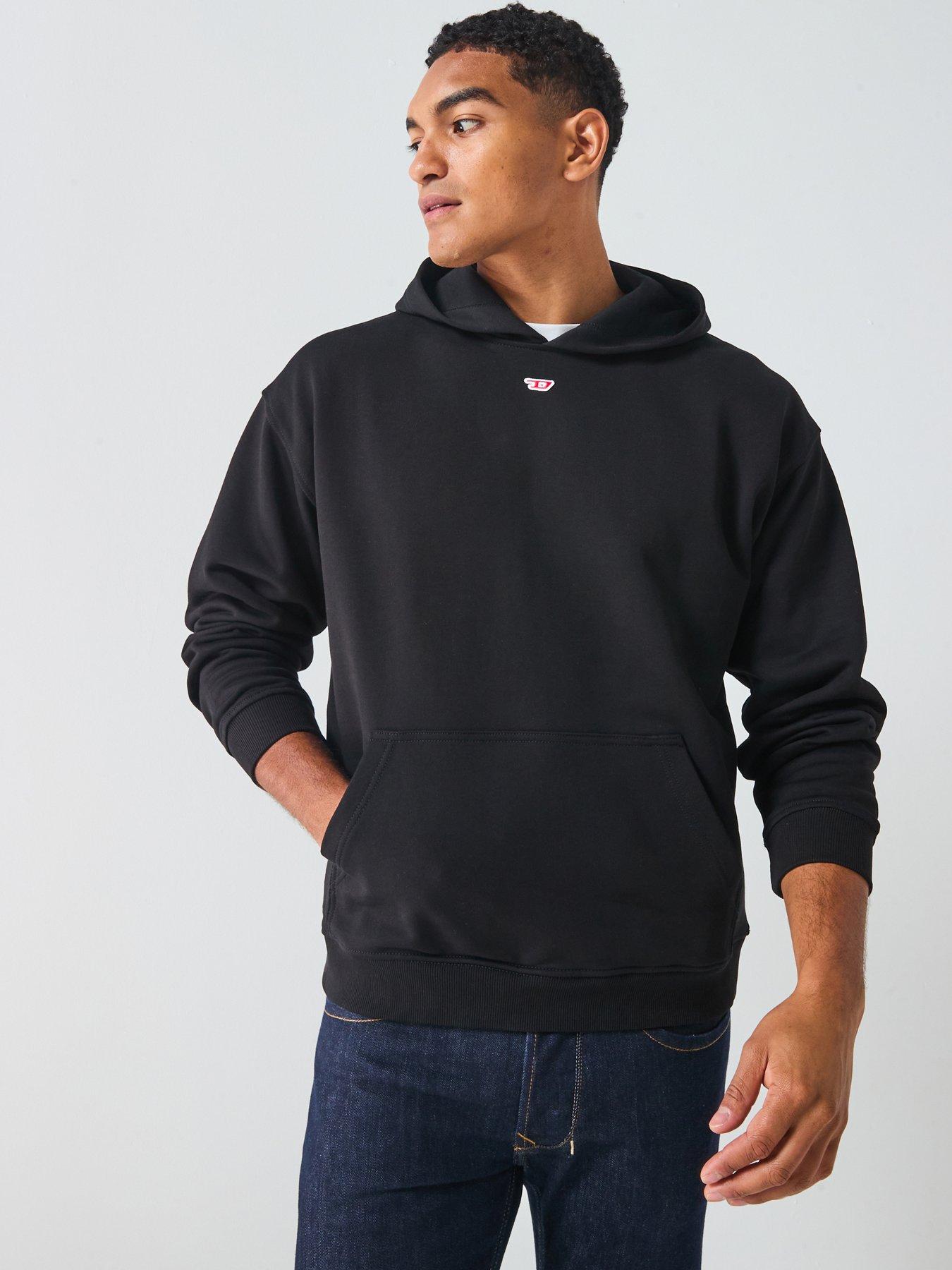 Image 1 of 6 of Diesel Red D Oval Pullover Hoodie- Black