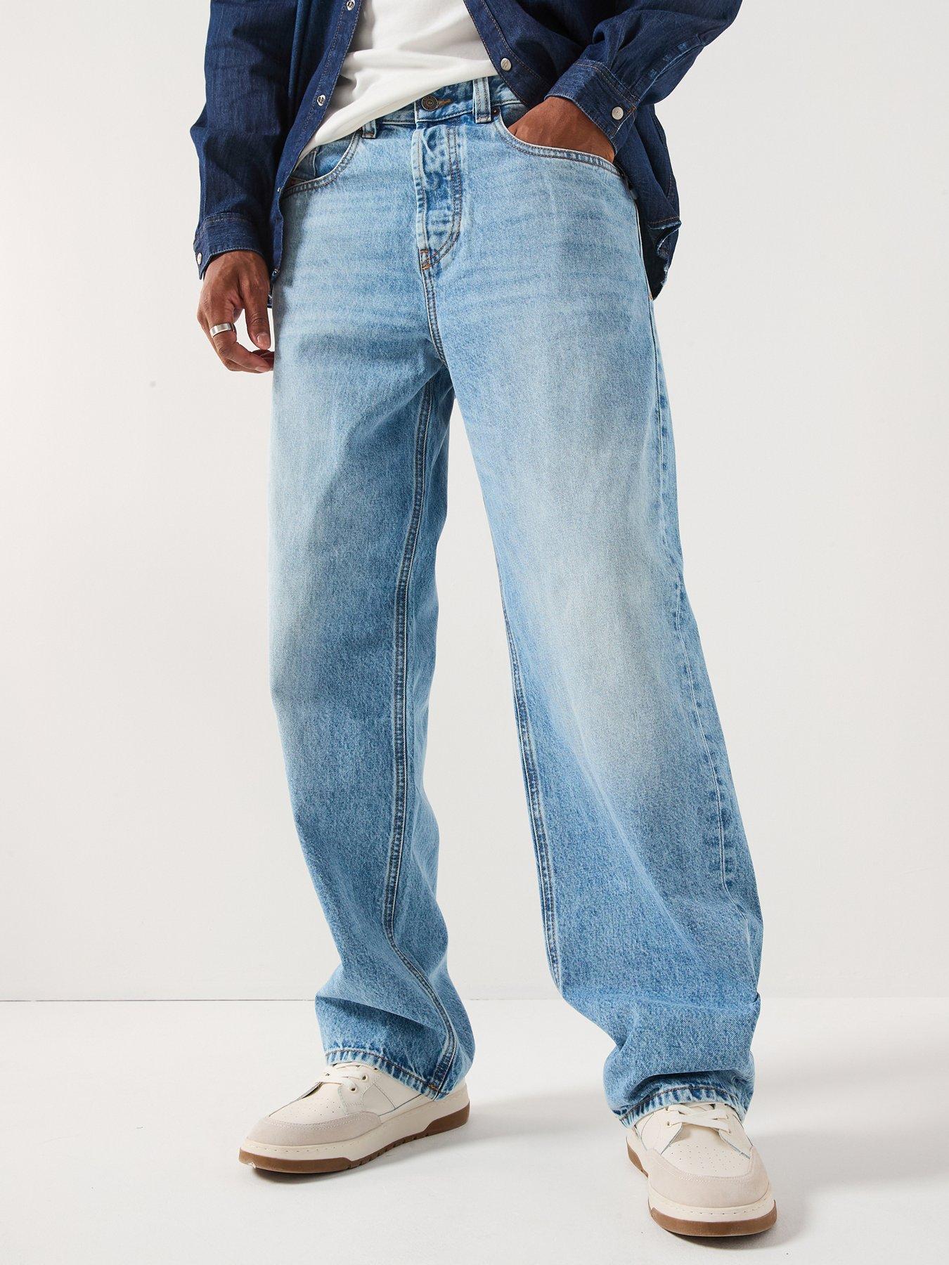 Image 1 of 6 of Diesel D-Macro Baggy Loose Fit Jeans - Light Blue
