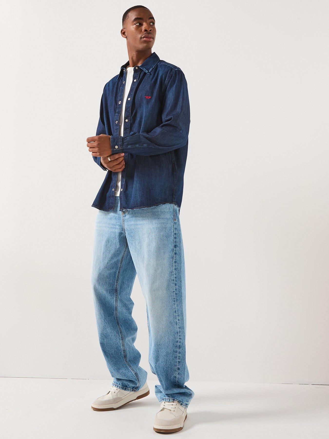 Image 6 of 6 of Diesel D-Macro Baggy Loose Fit Jeans - Light Blue