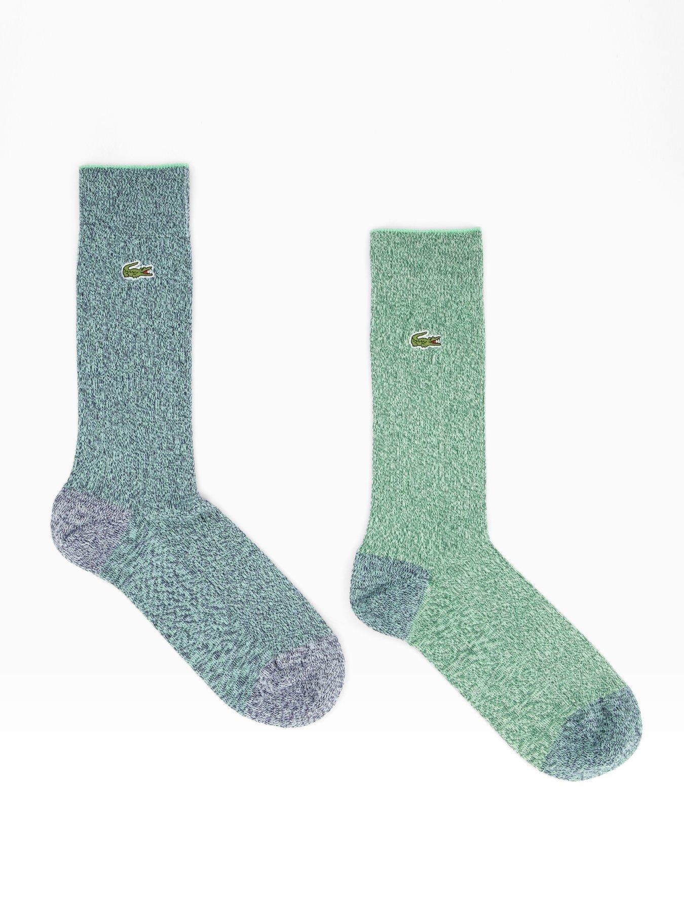 Lacoste 2 Pack Knitted Ankle Socks- Green