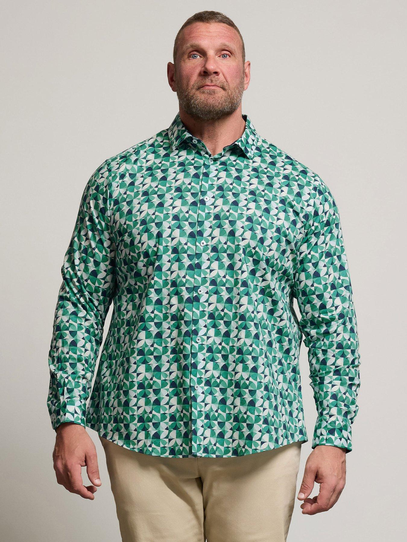 Image 1 of 6 of BadRhino Geo Print Long Sleeve Shirt - White