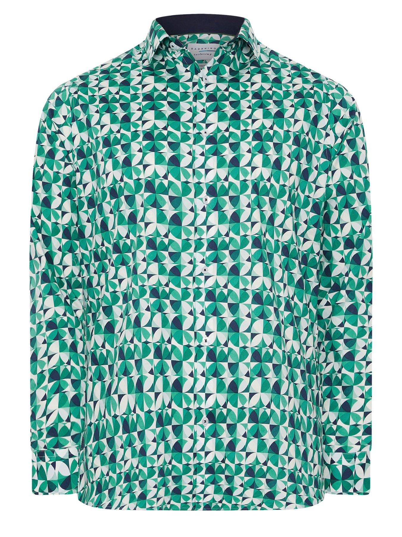 Image 6 of 6 of BadRhino Geo Print Long Sleeve Shirt - White