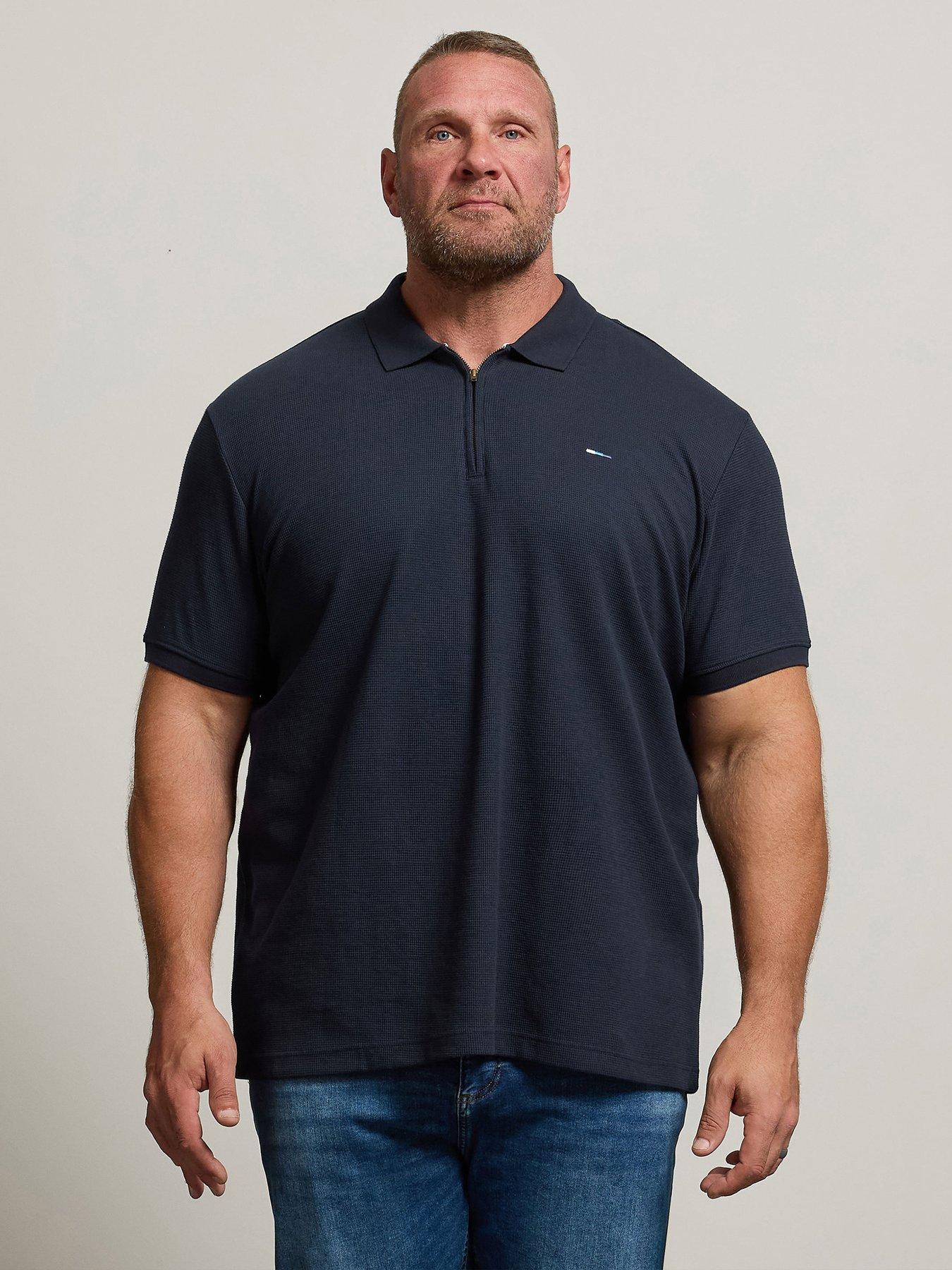 undefined Waffle Texture Zip Polo Shirt - Blue