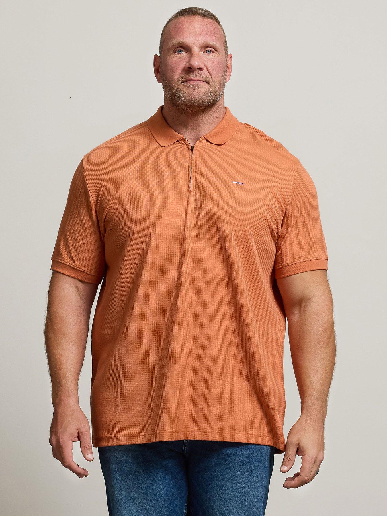 Image 1 of 4 of BadRhino Waffle Texture Zip Polo Shirt - Orange
