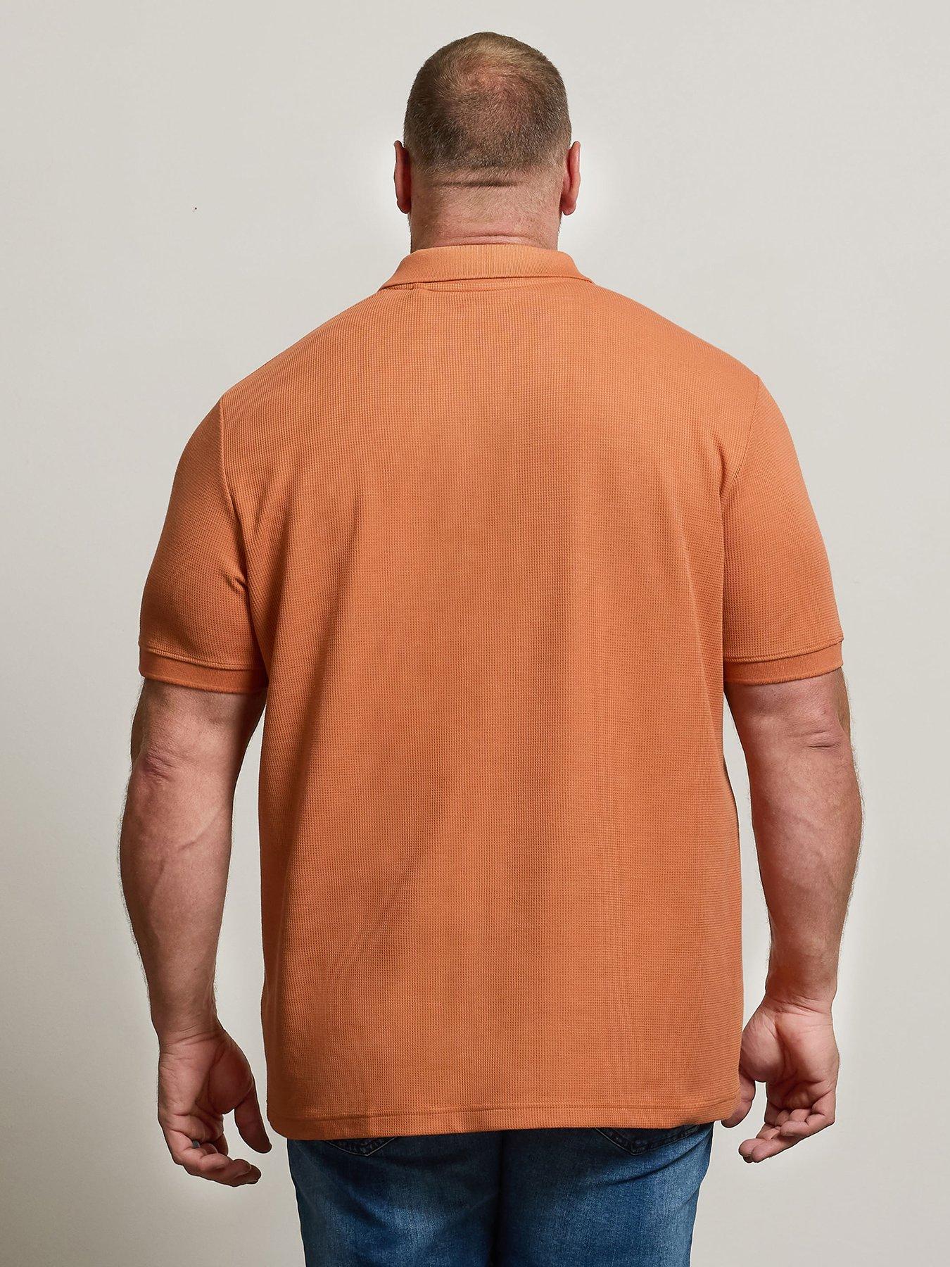 Image 2 of 4 of BadRhino Waffle Texture Zip Polo Shirt - Orange