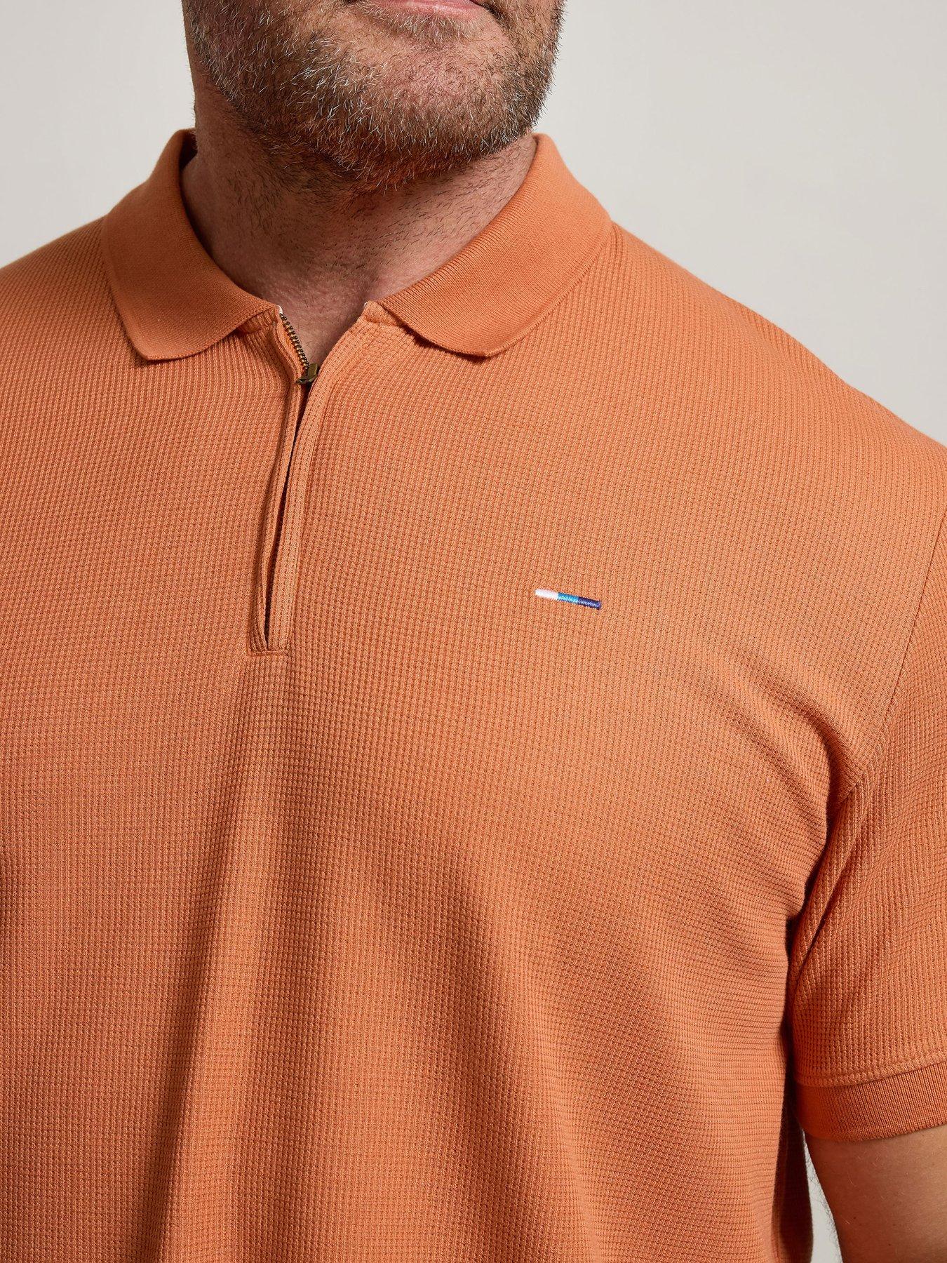 Image 4 of 4 of BadRhino Waffle Texture Zip Polo Shirt - Orange