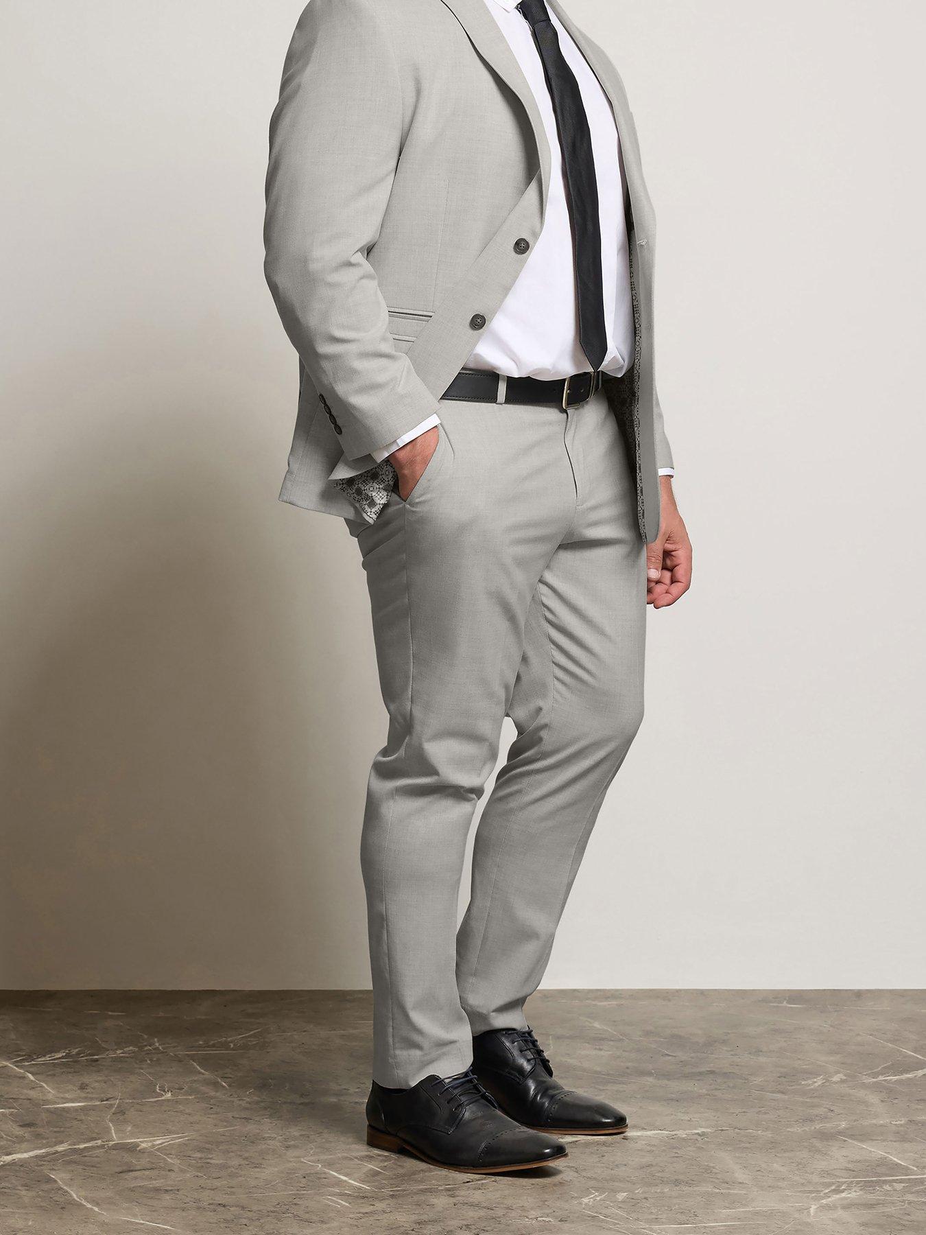 undefined Plain Suit Trousers 29" - Grey
