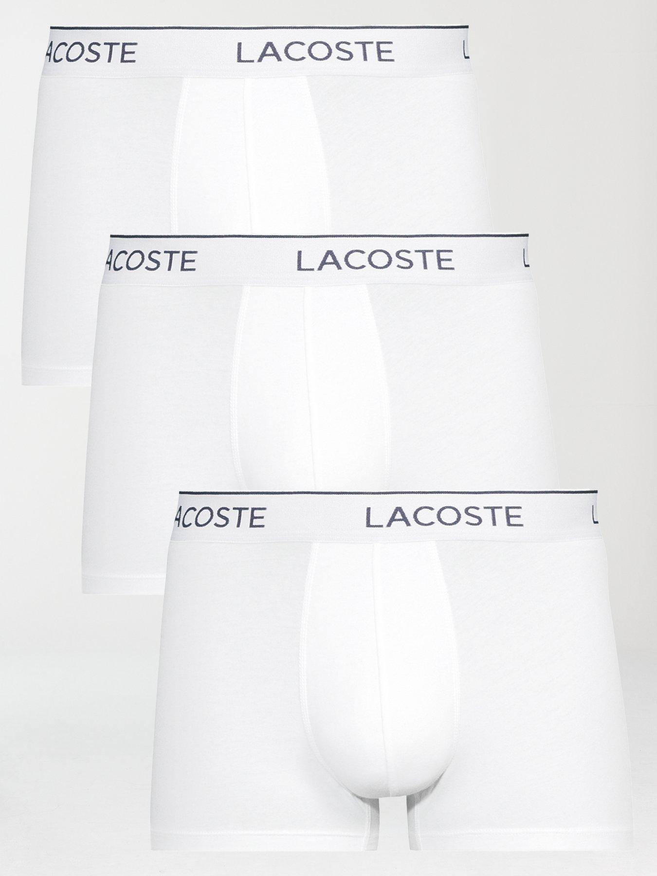 Image 1 of 3 of Lacoste 3 Pack Cotton Trunks- White