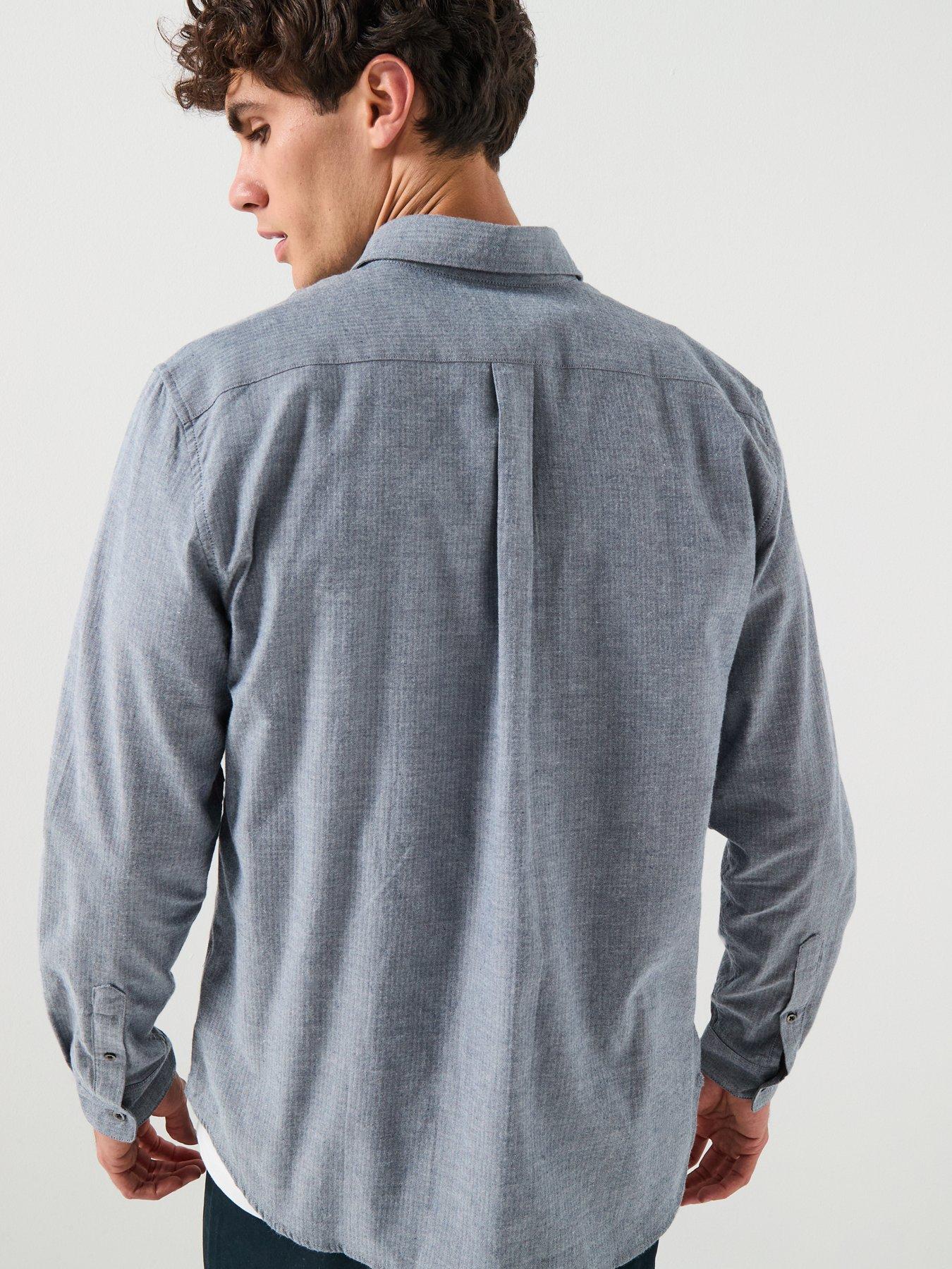  image of lacoste-fine-herringbone-long-sleeve-check-shirt-blue