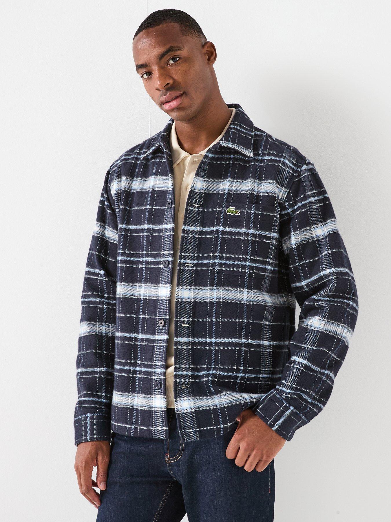 Image 1 of 6 of Lacoste Casual Checked Overshirt- Navy