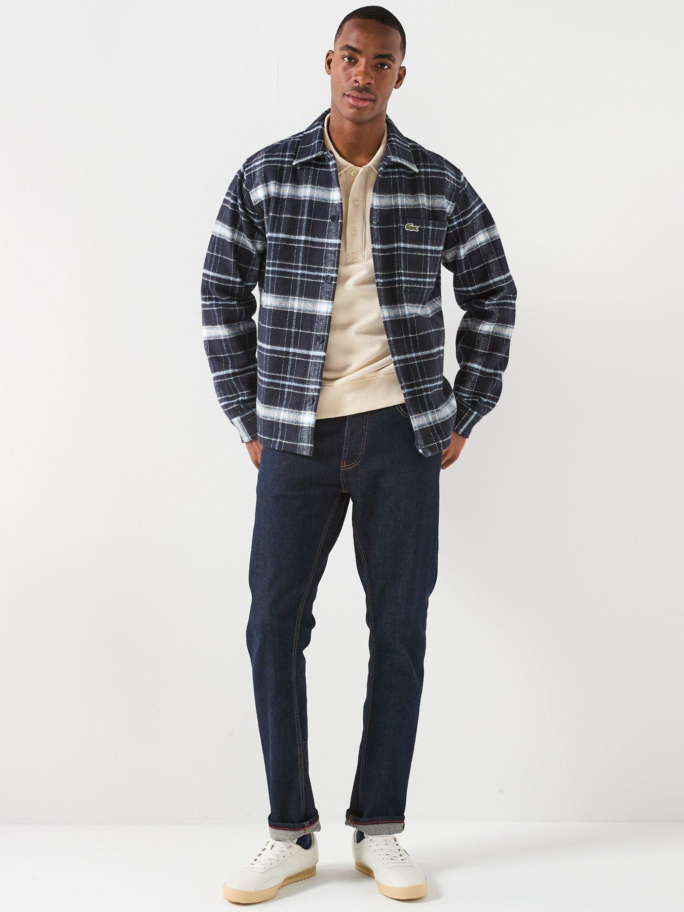 Image 3 of 6 of Lacoste Casual Checked Overshirt- Navy
