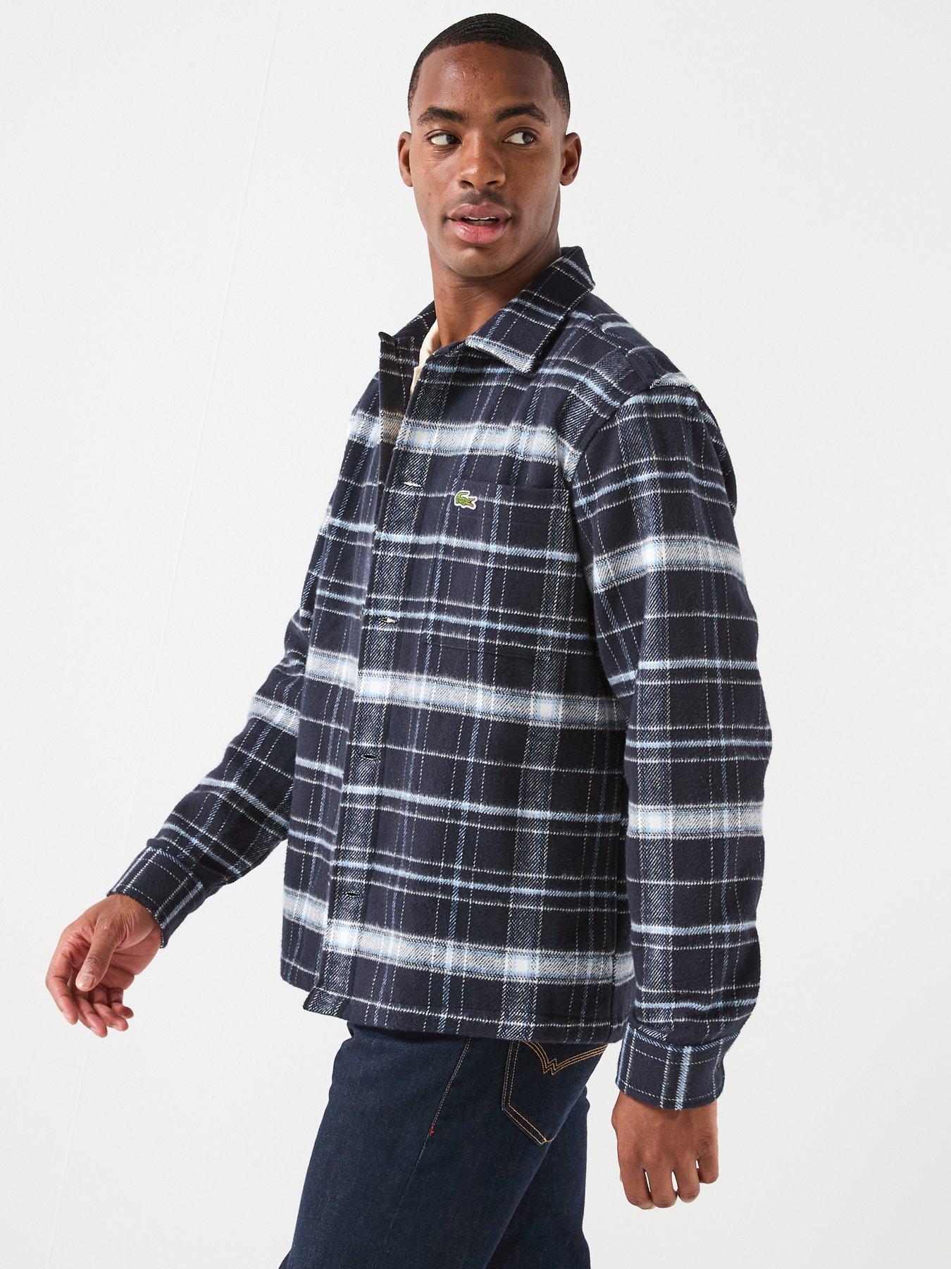 Image 4 of 6 of Lacoste Casual Checked Overshirt- Navy