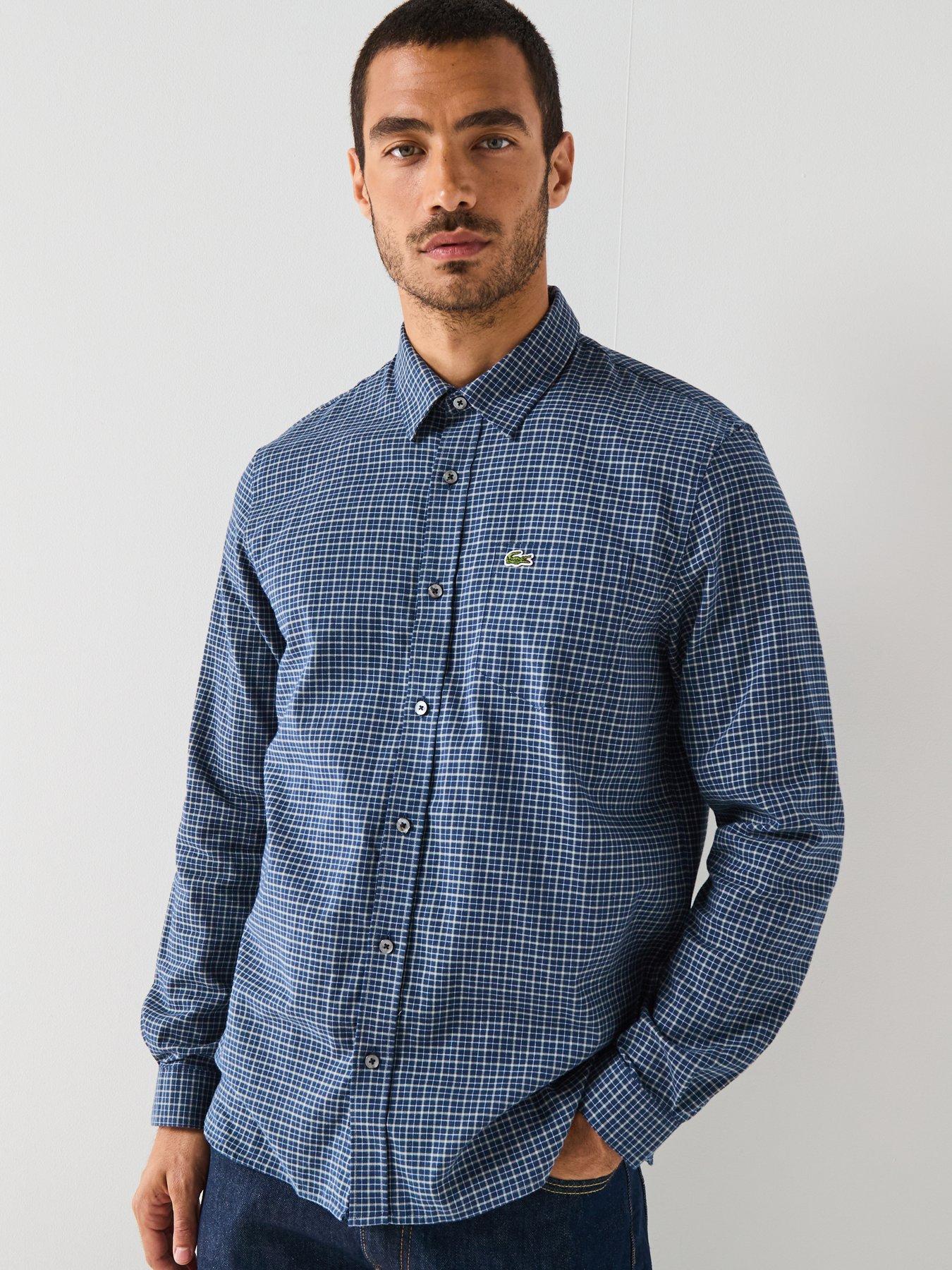  image of lacoste-casual-checked-flannel-shirtnbsp--navy