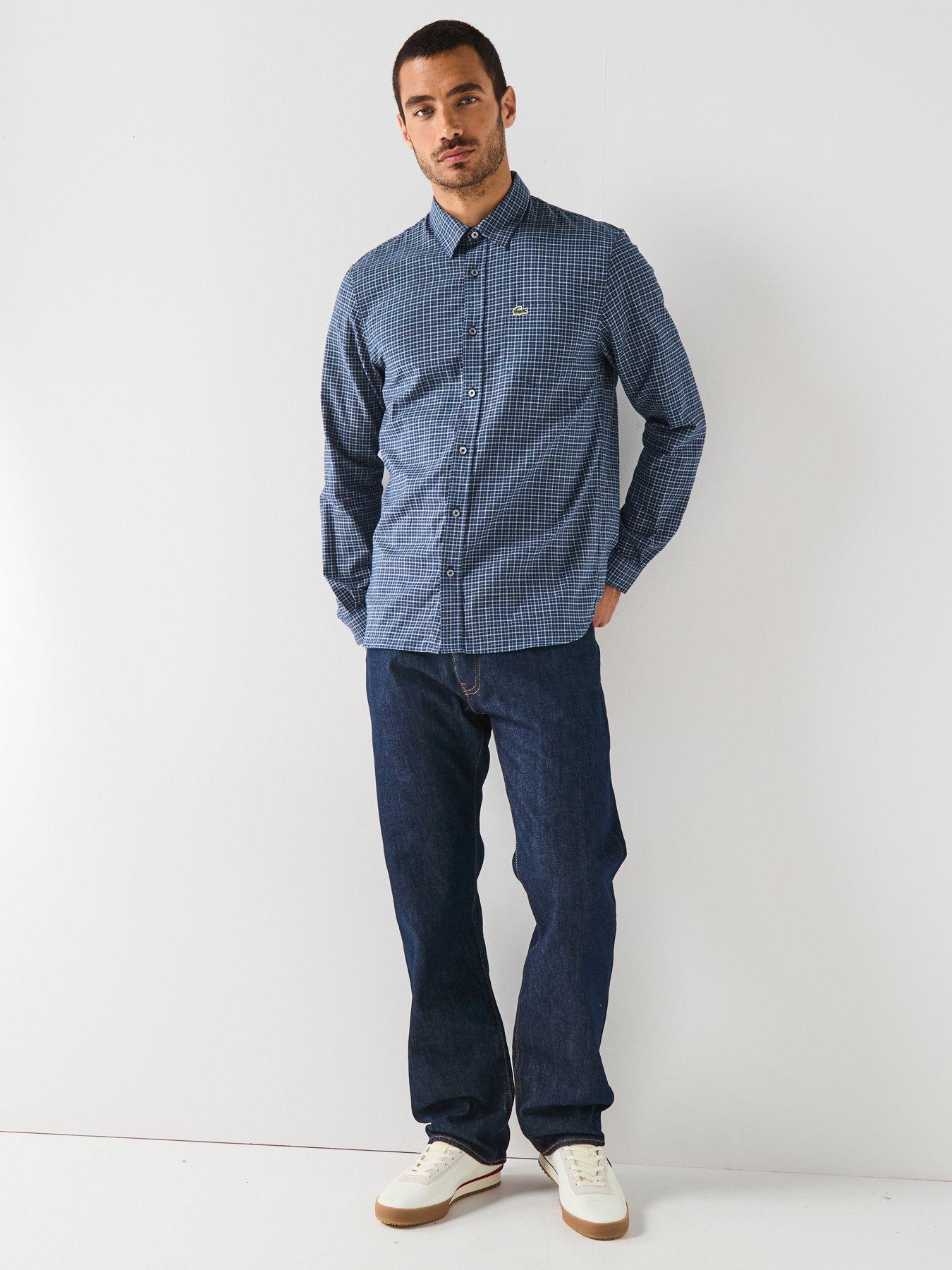  image of lacoste-casual-checked-flannel-shirtnbsp--navy