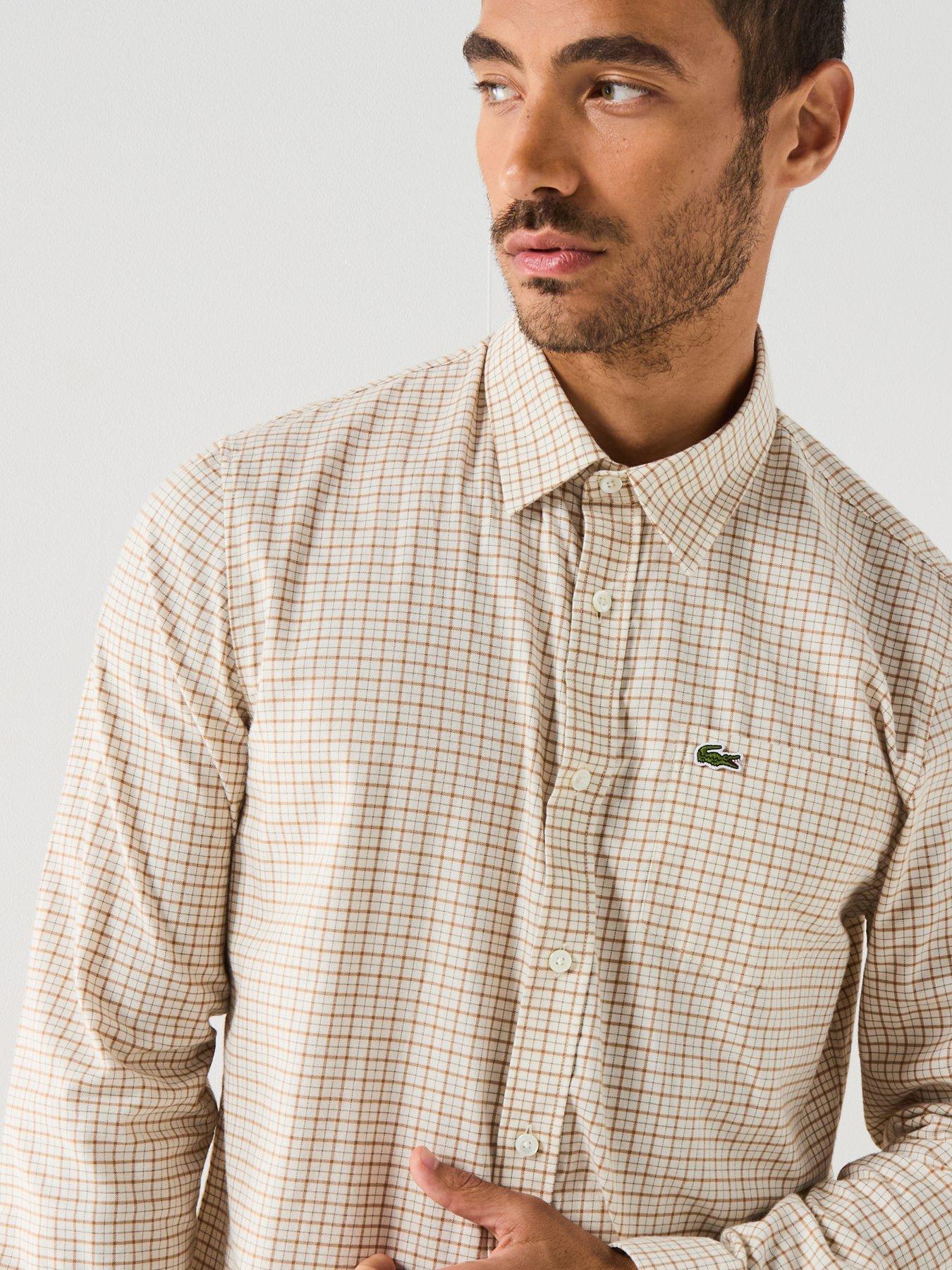 Image 4 of 5 of Lacoste Casual Checked Flannel Shirt - Beige