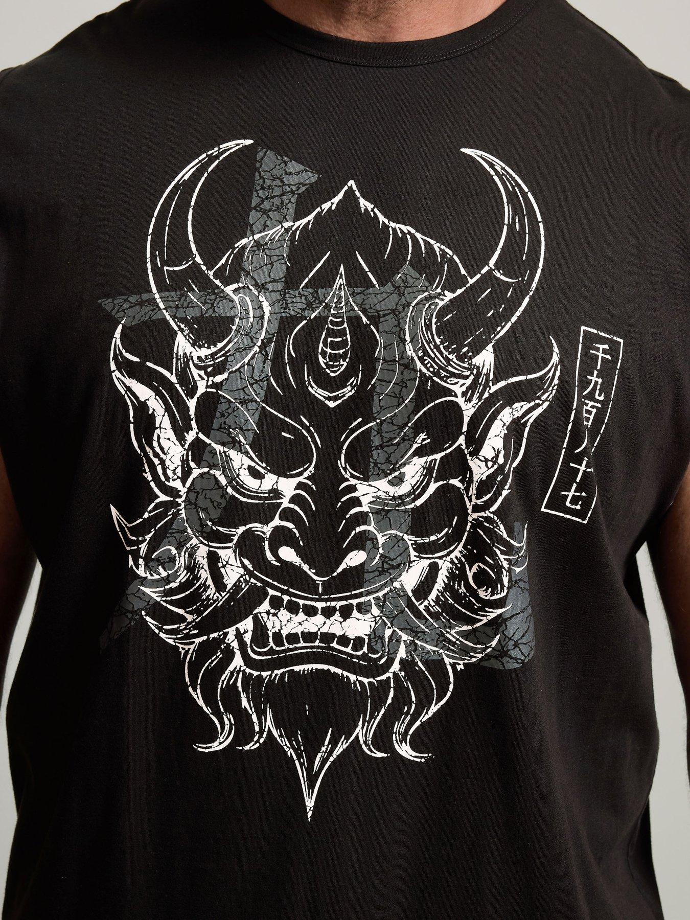 Image 4 of 4 of BadRhino Japanese Demon Graphic Muscle Vest - Black