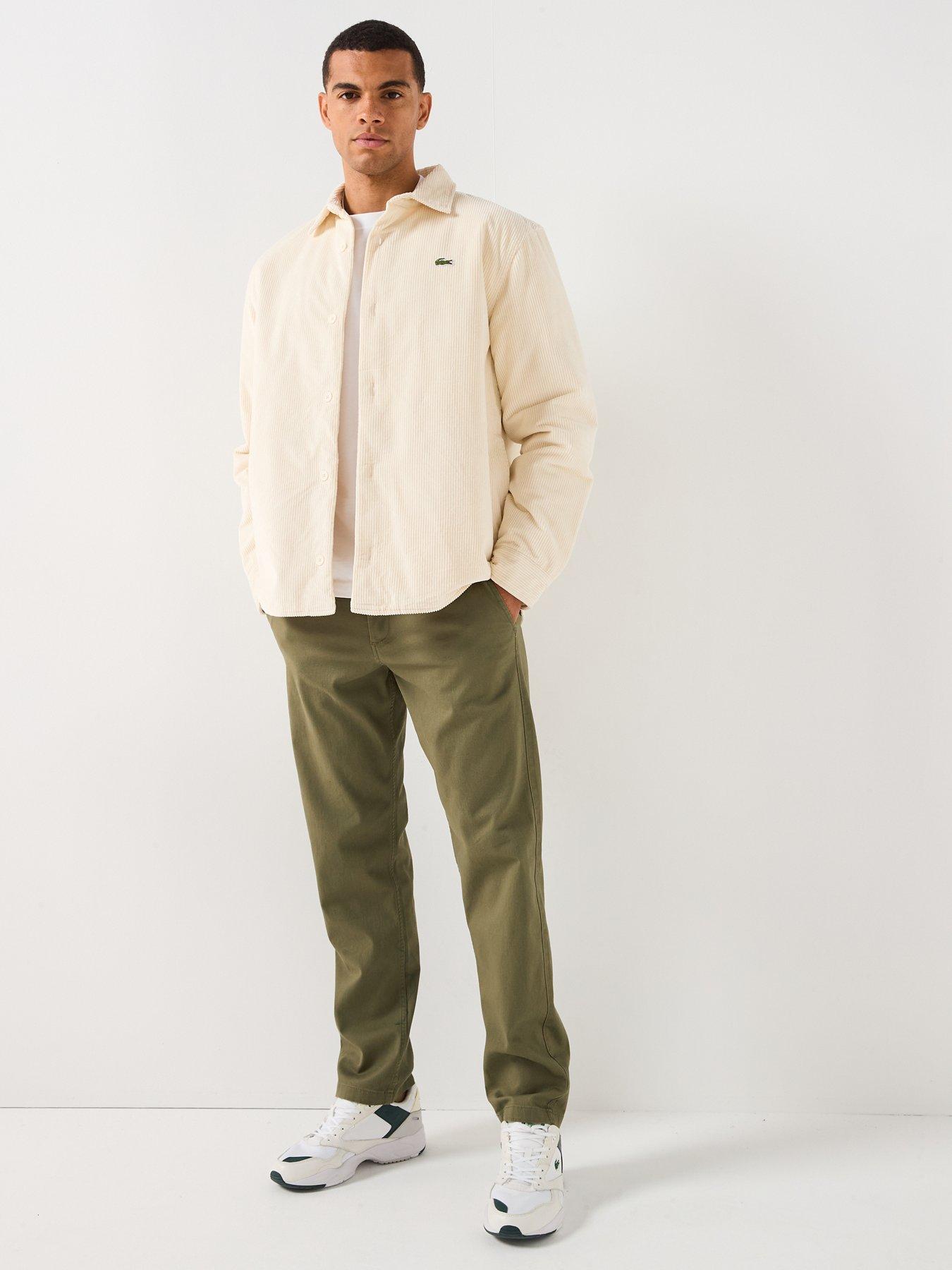 Image 3 of 6 of Lacoste Lacoste Quilted Corduroy Overshirt- Cream