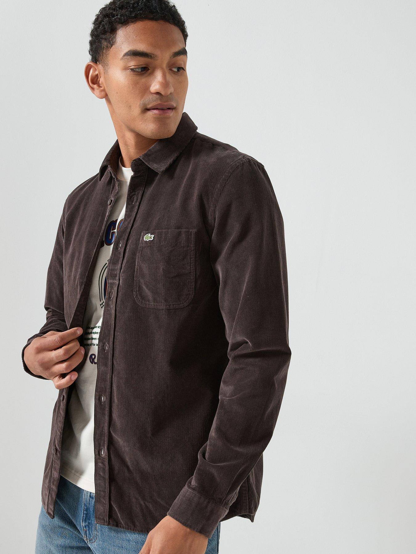 Lacoste Lacoste Regular Fit Corduroy Shirt- Brown