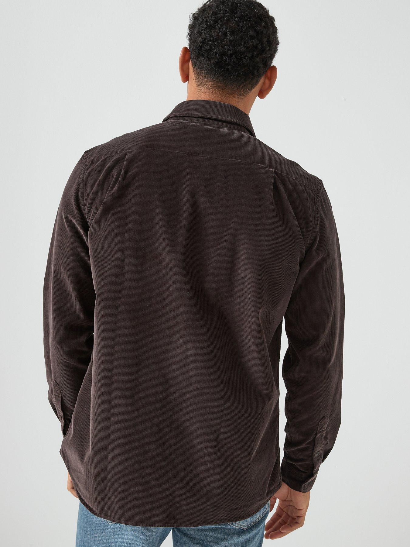  image of lacoste-regular-fit-corduroy-shirt--brown