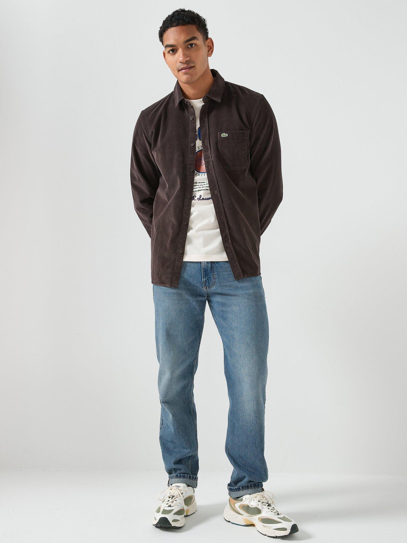  image of lacoste-regular-fit-corduroy-shirt--brown
